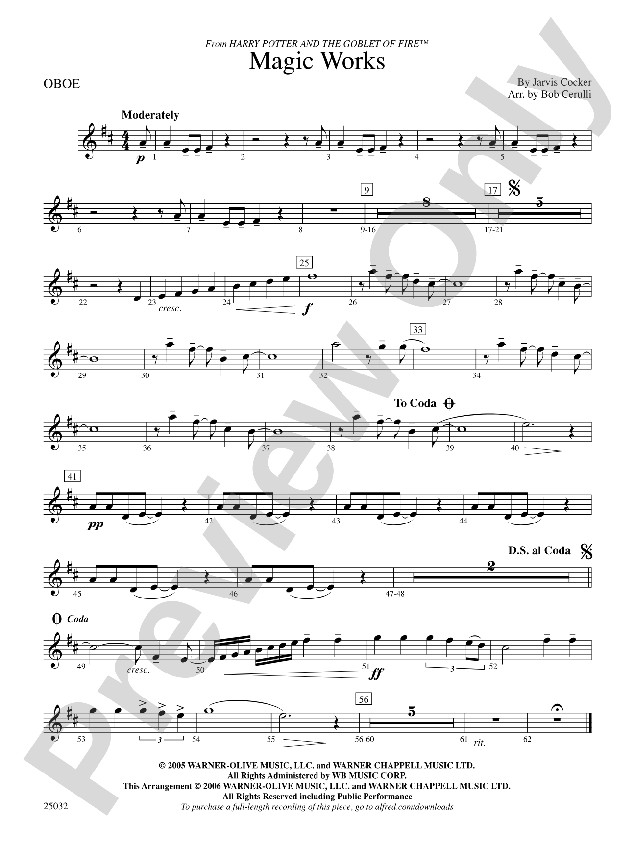 Magic Works (from Harry Potter and the Goblet of Fire™): Oboe