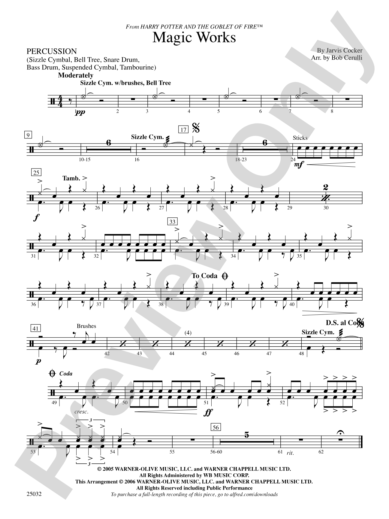 Magic Works (from Harry Potter and the Goblet of Fire™): 1st Percussion