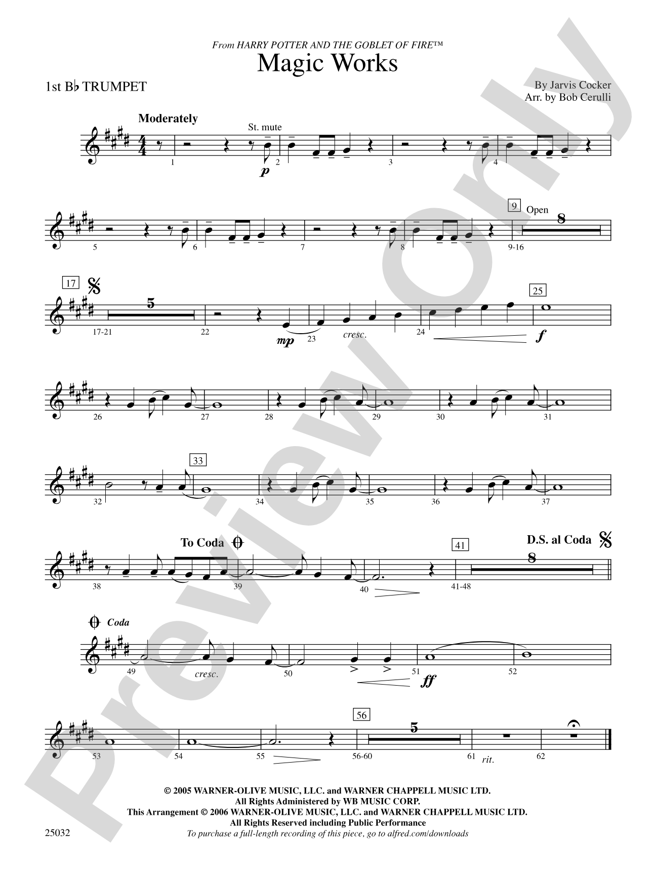 Magic Works (from Harry Potter and the Goblet of Fire™): 1st B-flat Trumpet