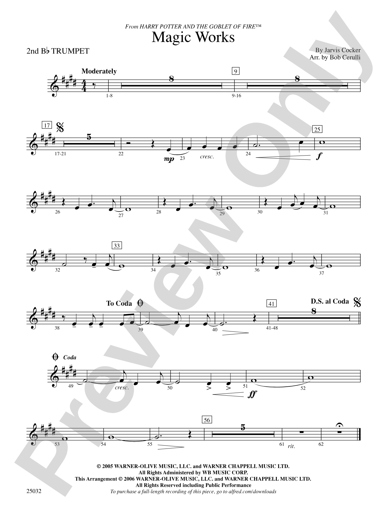 Magic Works (from Harry Potter and the Goblet of Fire™): 2nd B-flat Trumpet