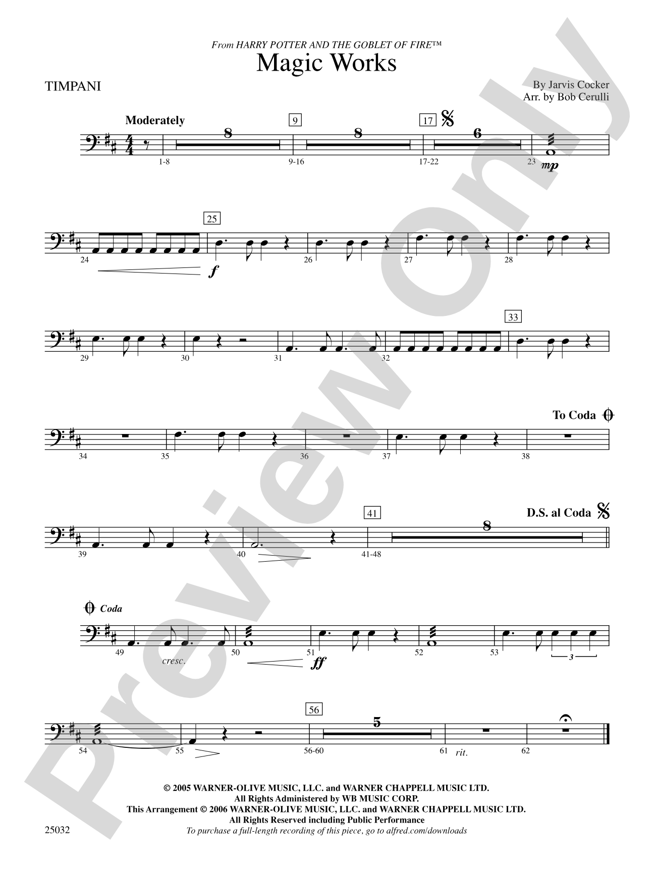 Magic Works (from Harry Potter and the Goblet of Fire™): Timpani