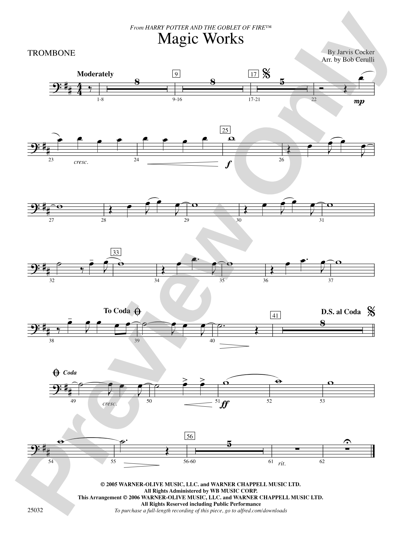 Magic Works (from Harry Potter and the Goblet of Fire™): 1st Trombone