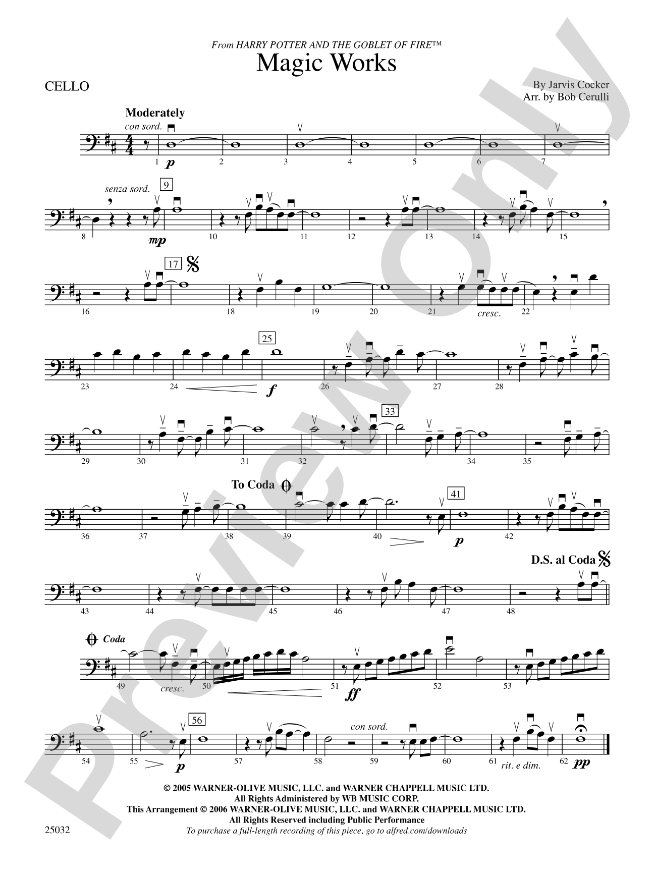 Magic Works (from Harry Potter and the Goblet of Fire™): Cello