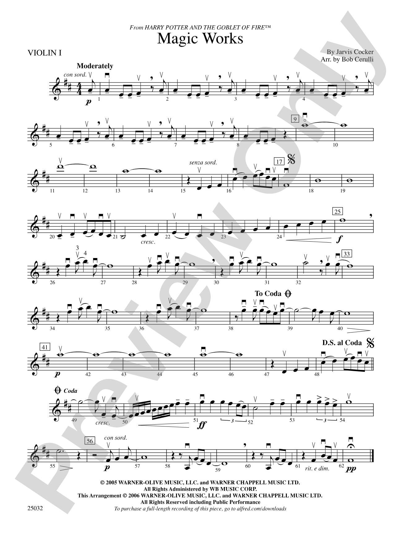 Magic Works (from Harry Potter and the Goblet of Fire™): 1st Violin