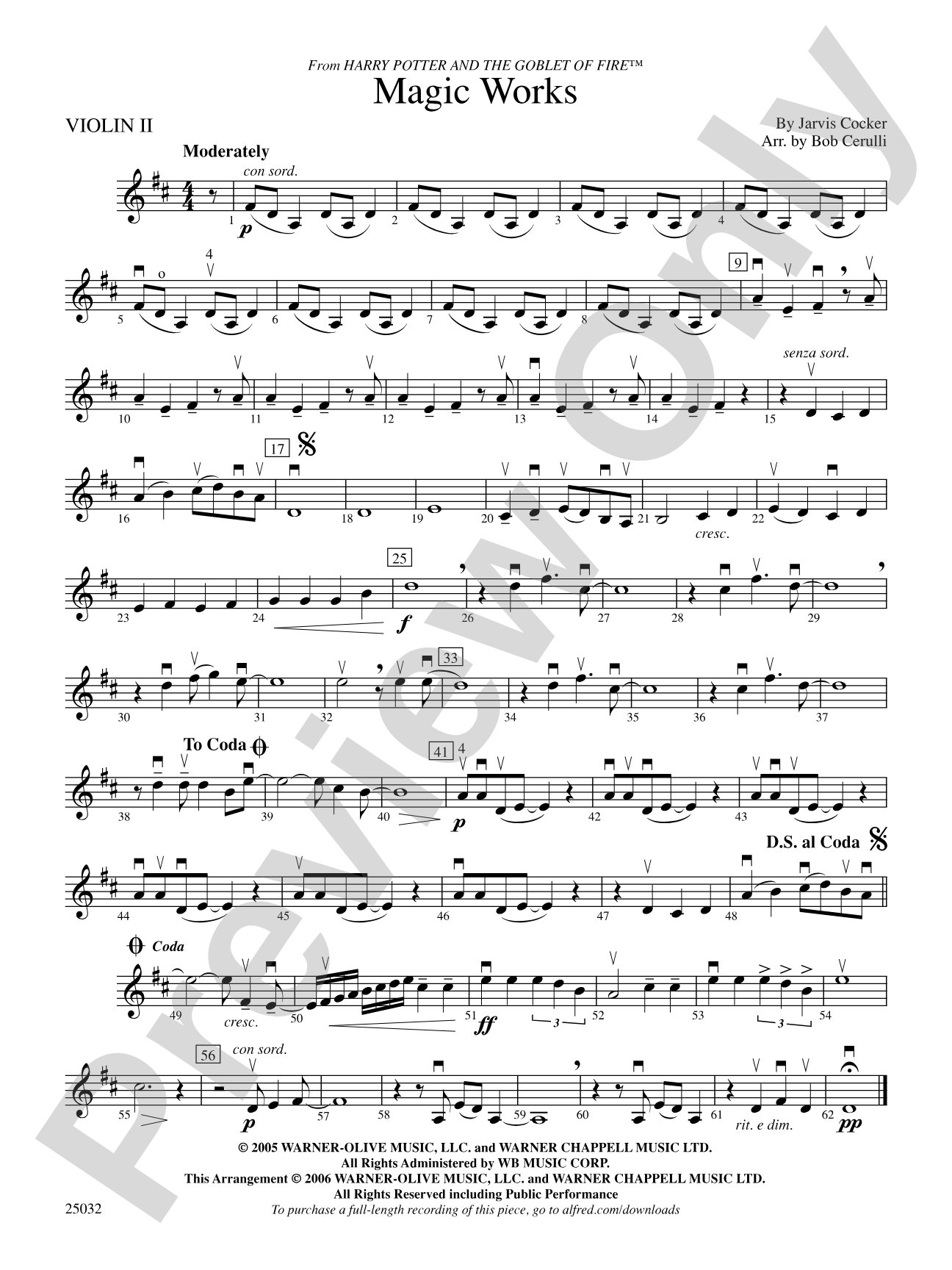 Magic Works (from Harry Potter and the Goblet of Fire™): 2nd Violin