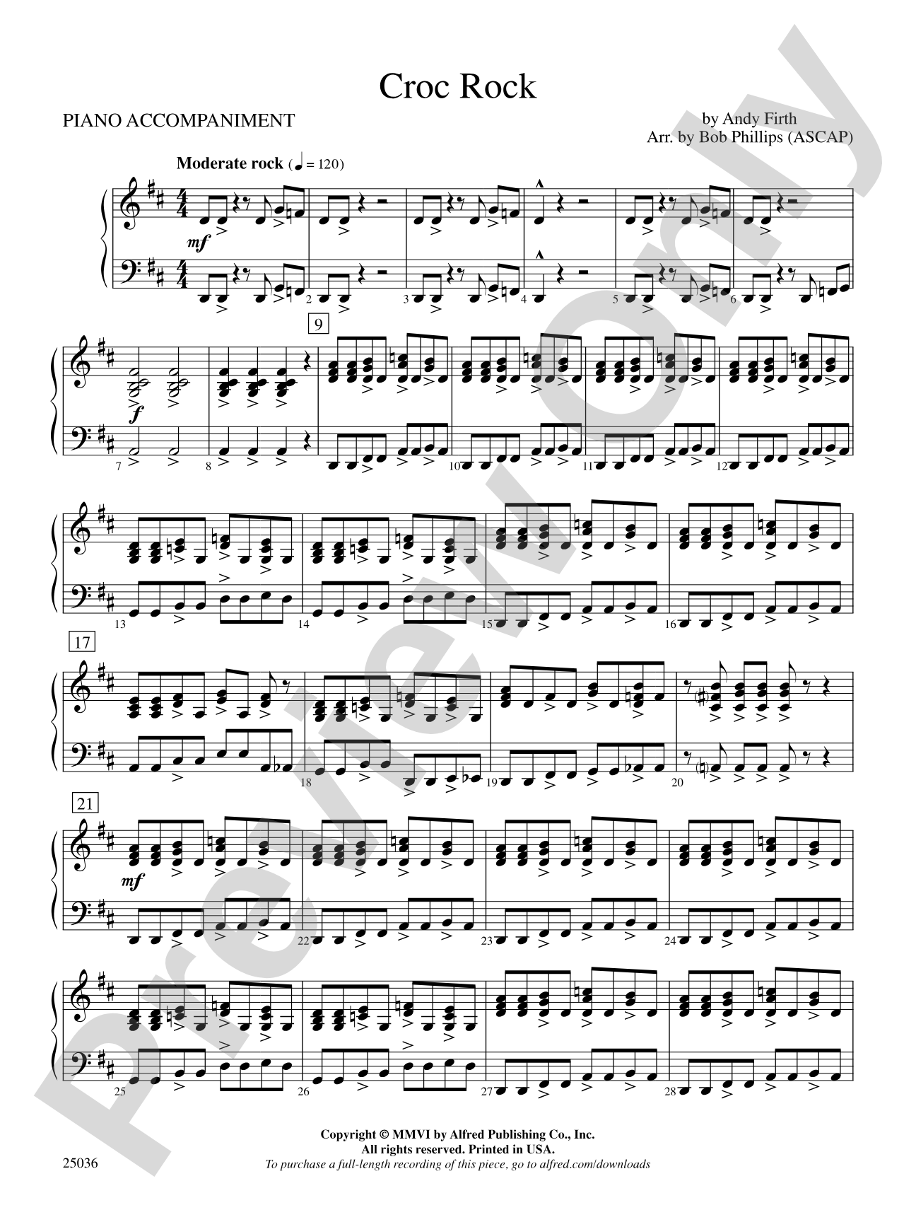 Croc Rock: Piano Accompaniment
