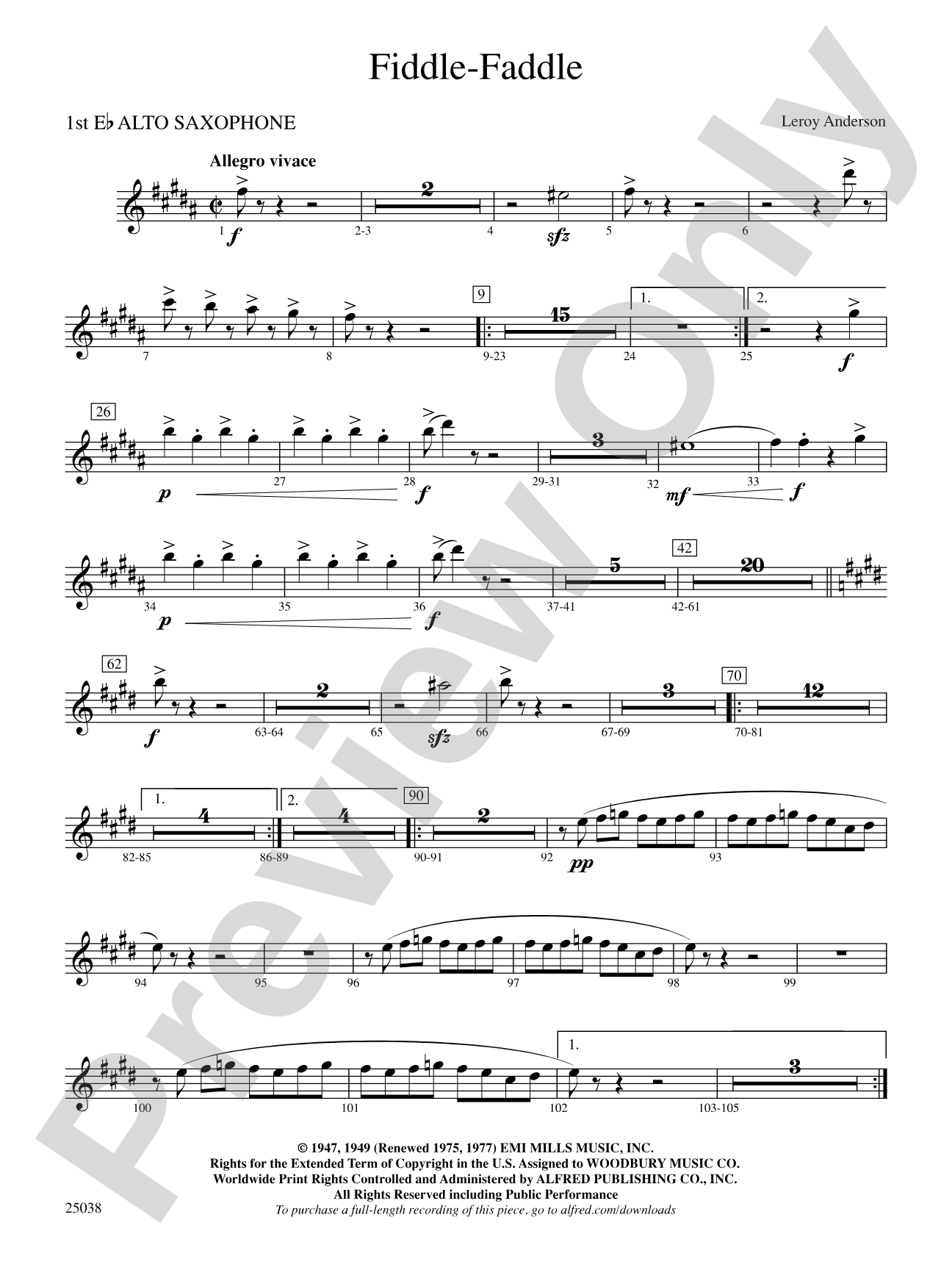 Fiddle-Faddle: E-flat Alto Saxophone