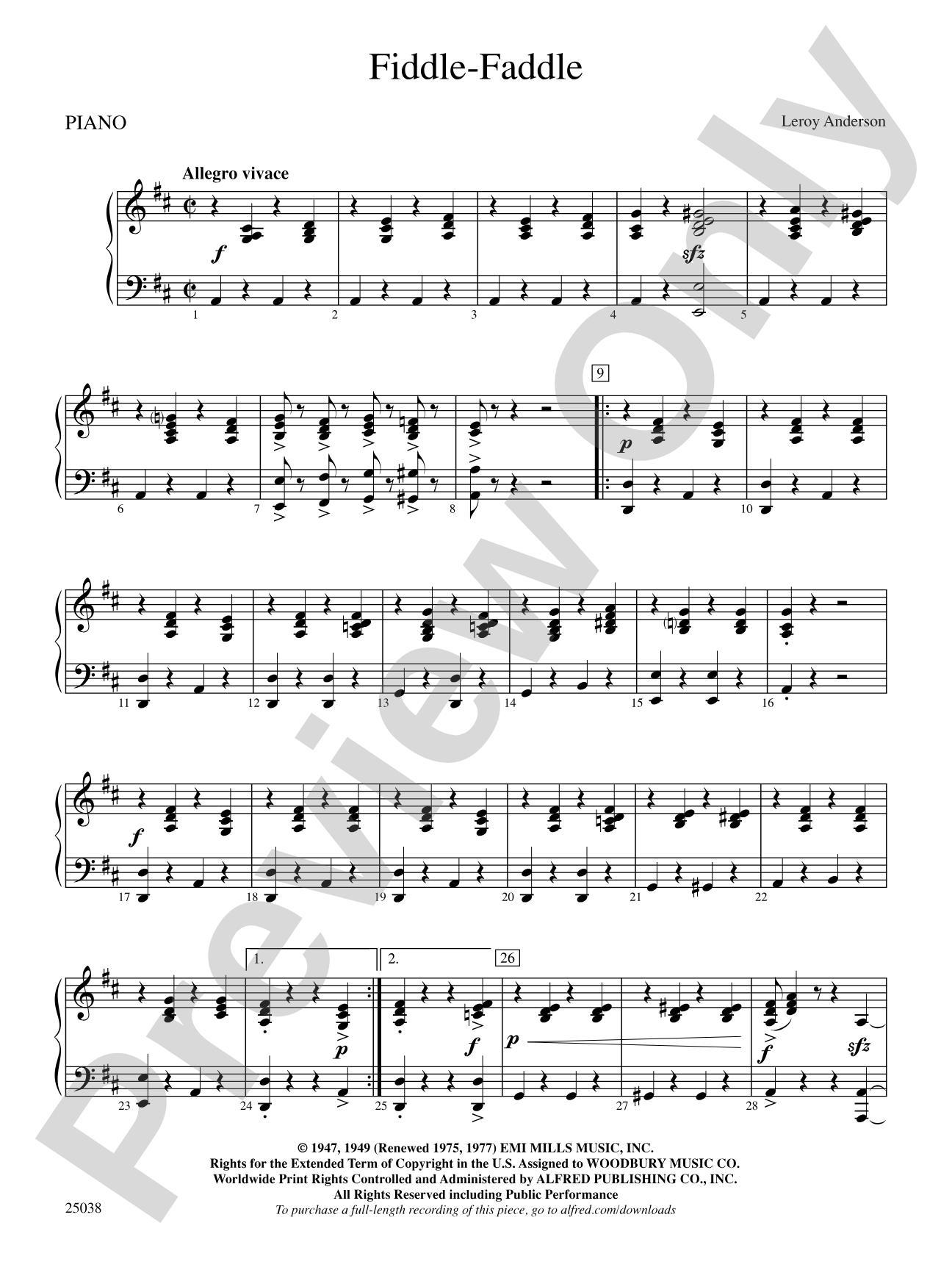 Fiddle-Faddle: Piano Accompaniment