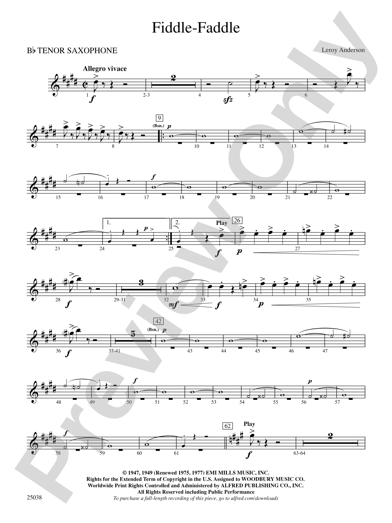 Fiddle-Faddle: B-flat Tenor Saxophone