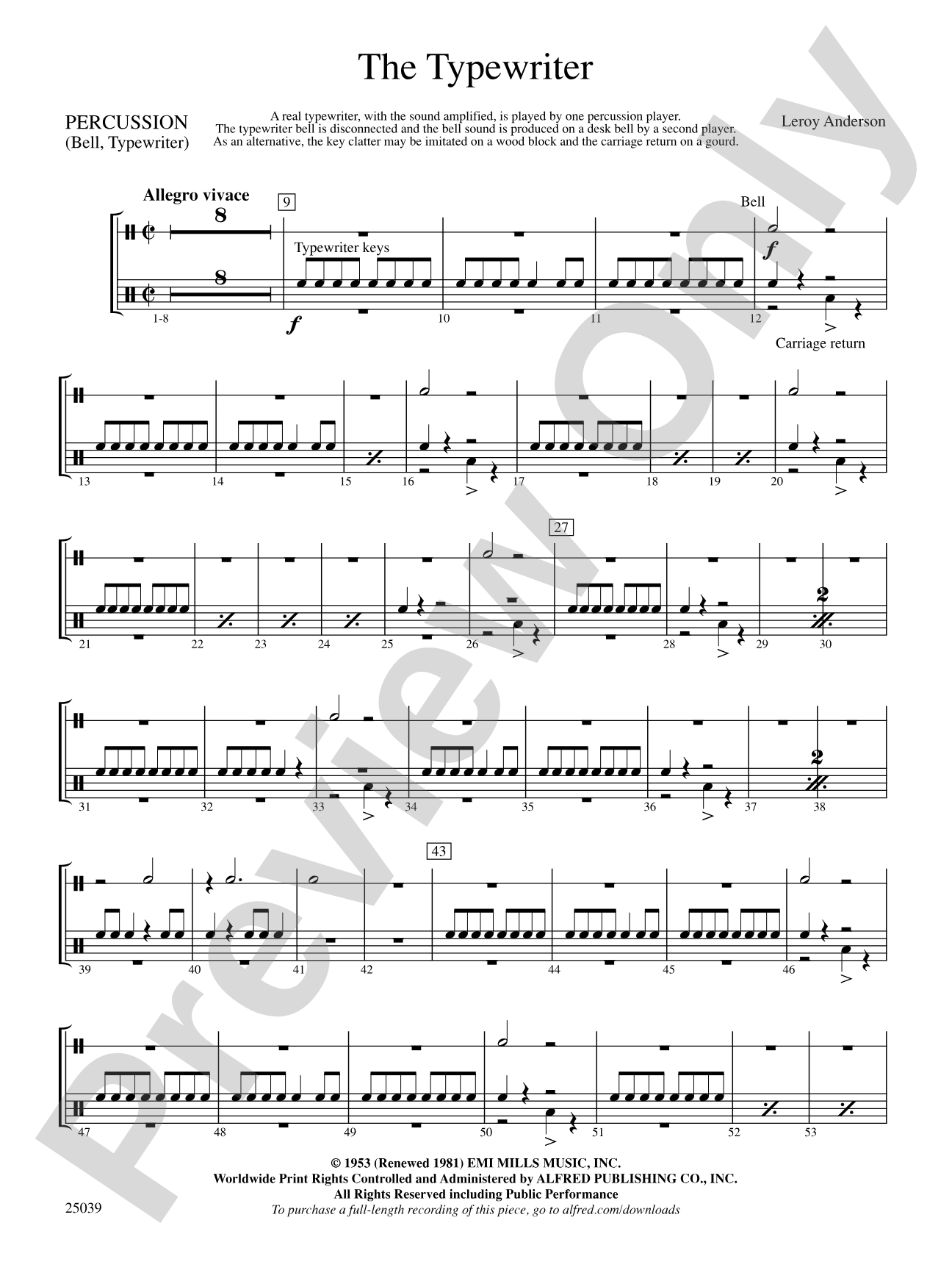 The Typewriter: 1st Percussion