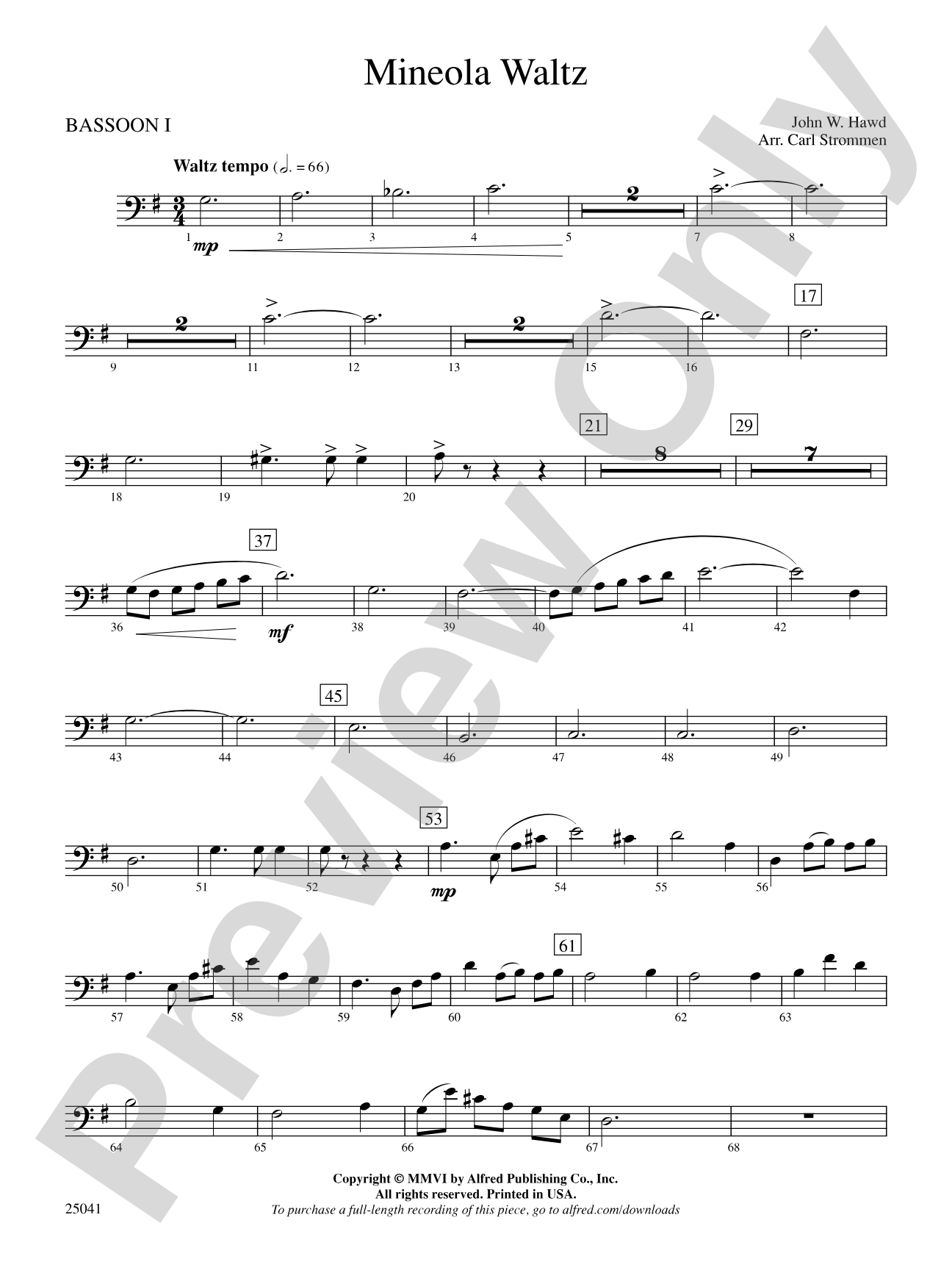 Mineola Waltz: Bassoon