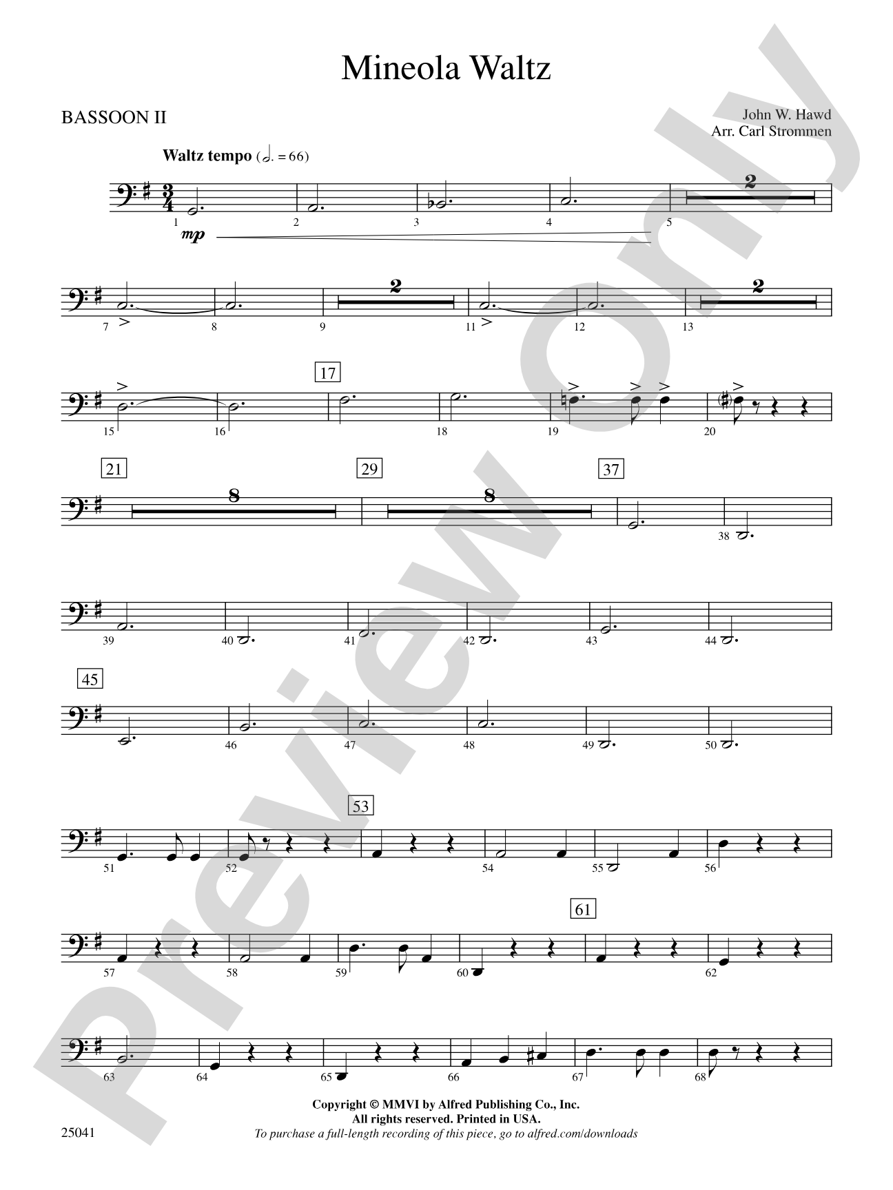 Mineola Waltz: 2nd Bassoon