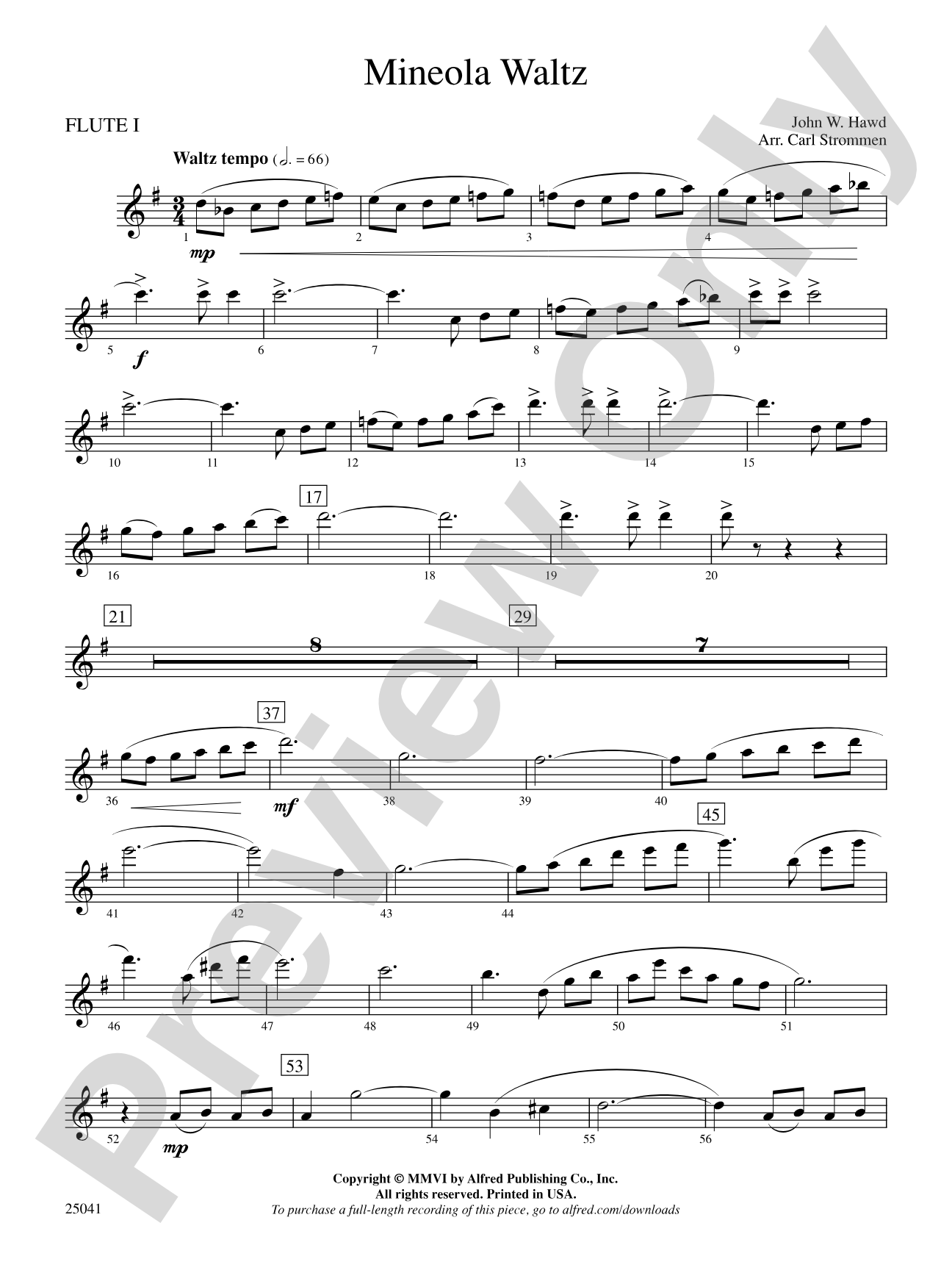 Mineola Waltz: Flute