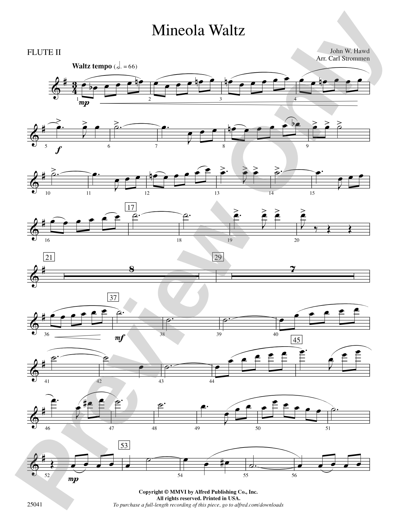 Mineola Waltz: 2nd Flute