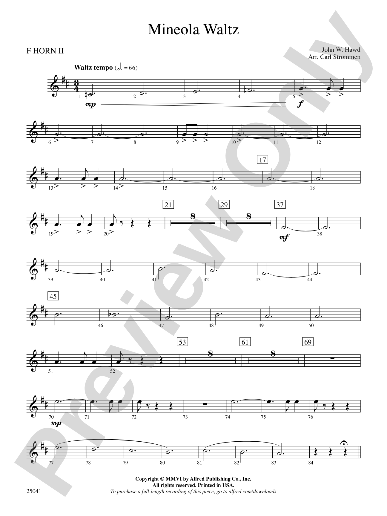 Mineola Waltz: 2nd F Horn
