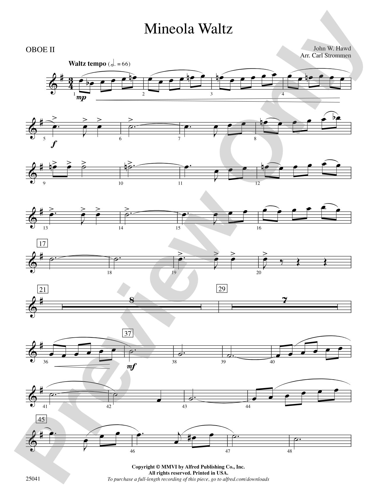 Mineola Waltz: 2nd Oboe