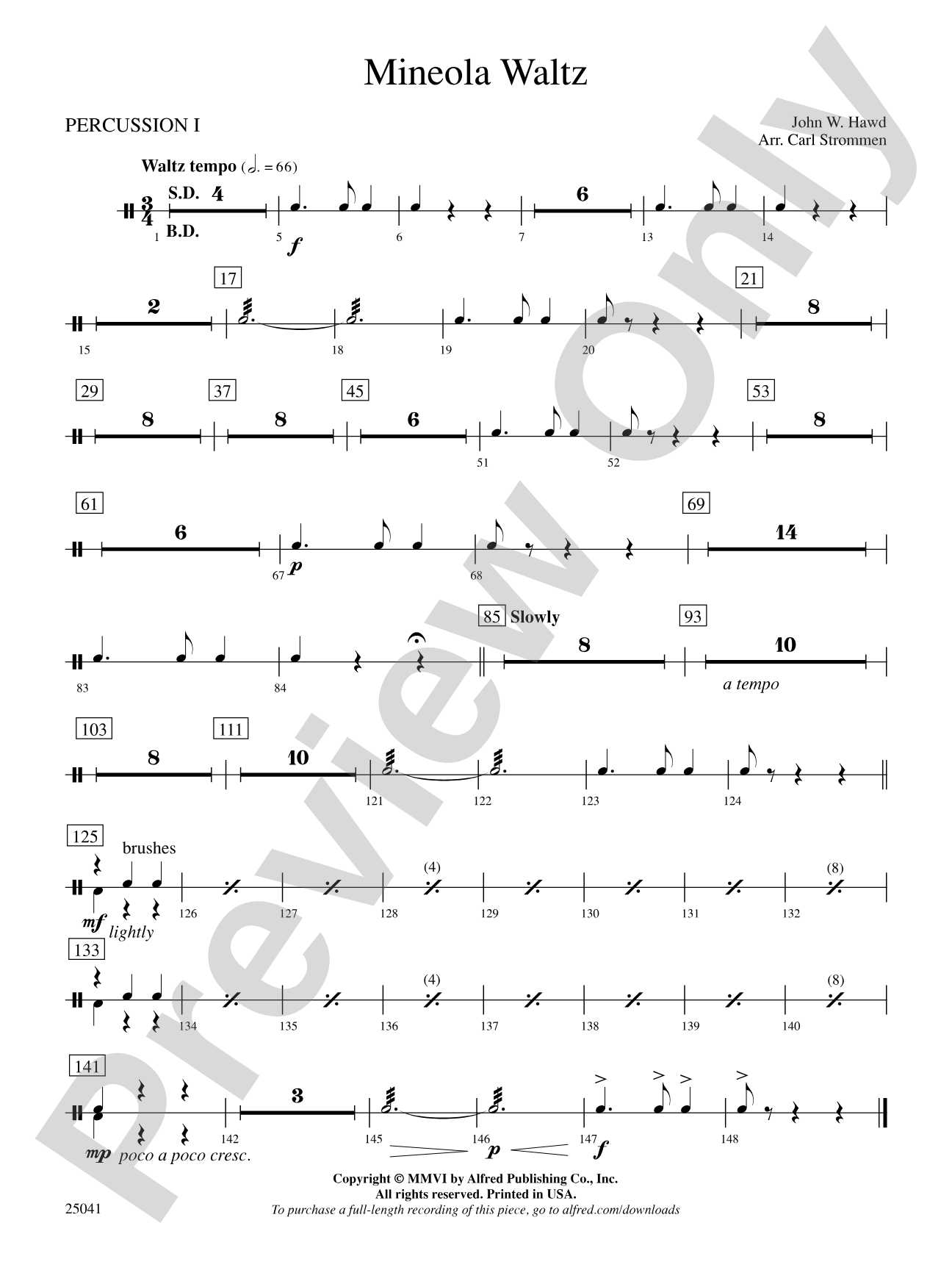Mineola Waltz: 1st Percussion