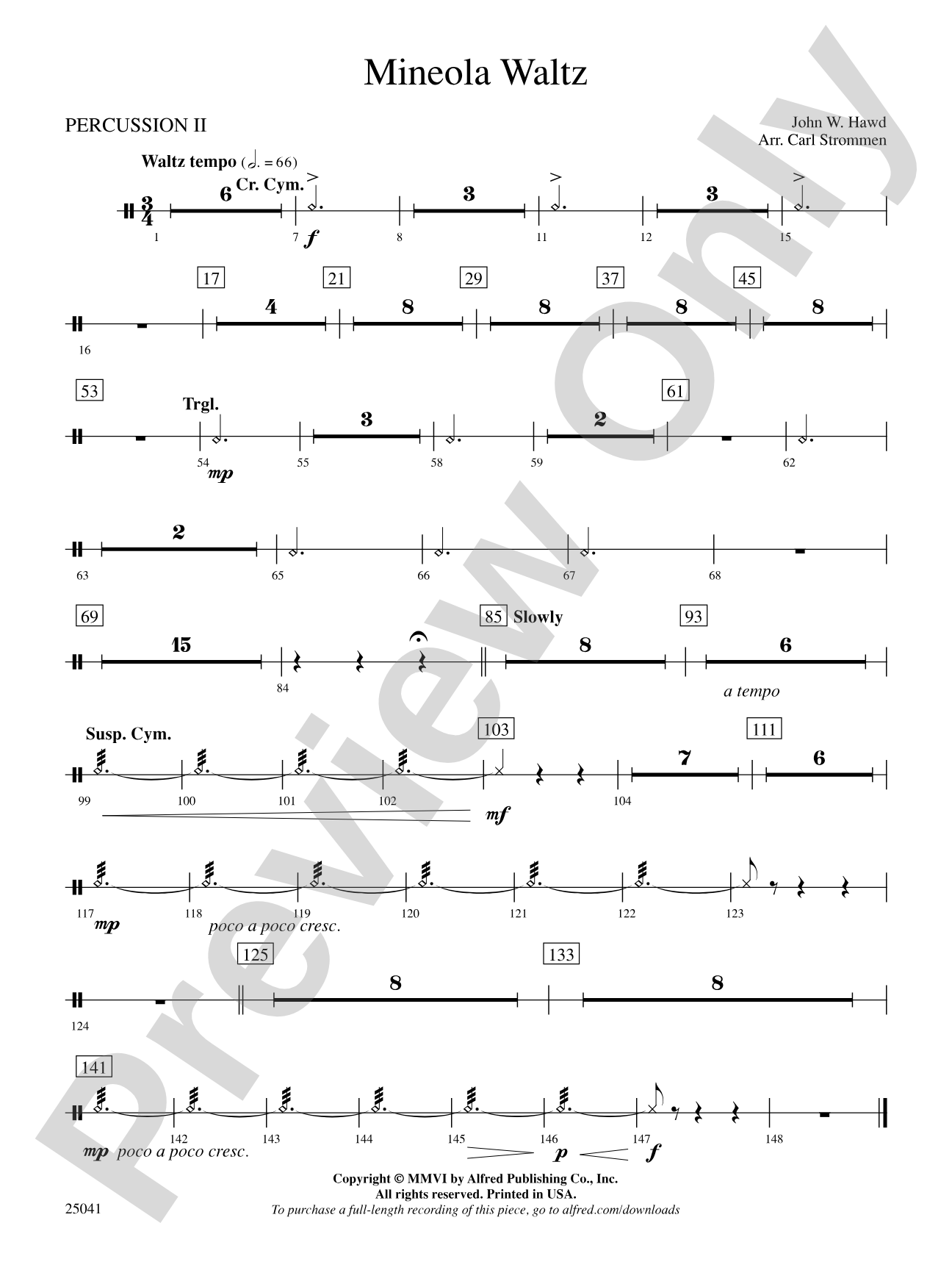 Mineola Waltz: 2nd Percussion