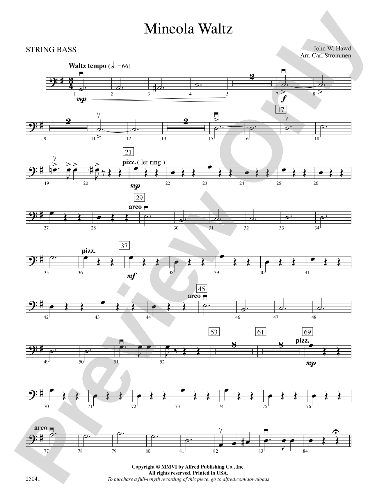 Mineola Waltz: String Bass