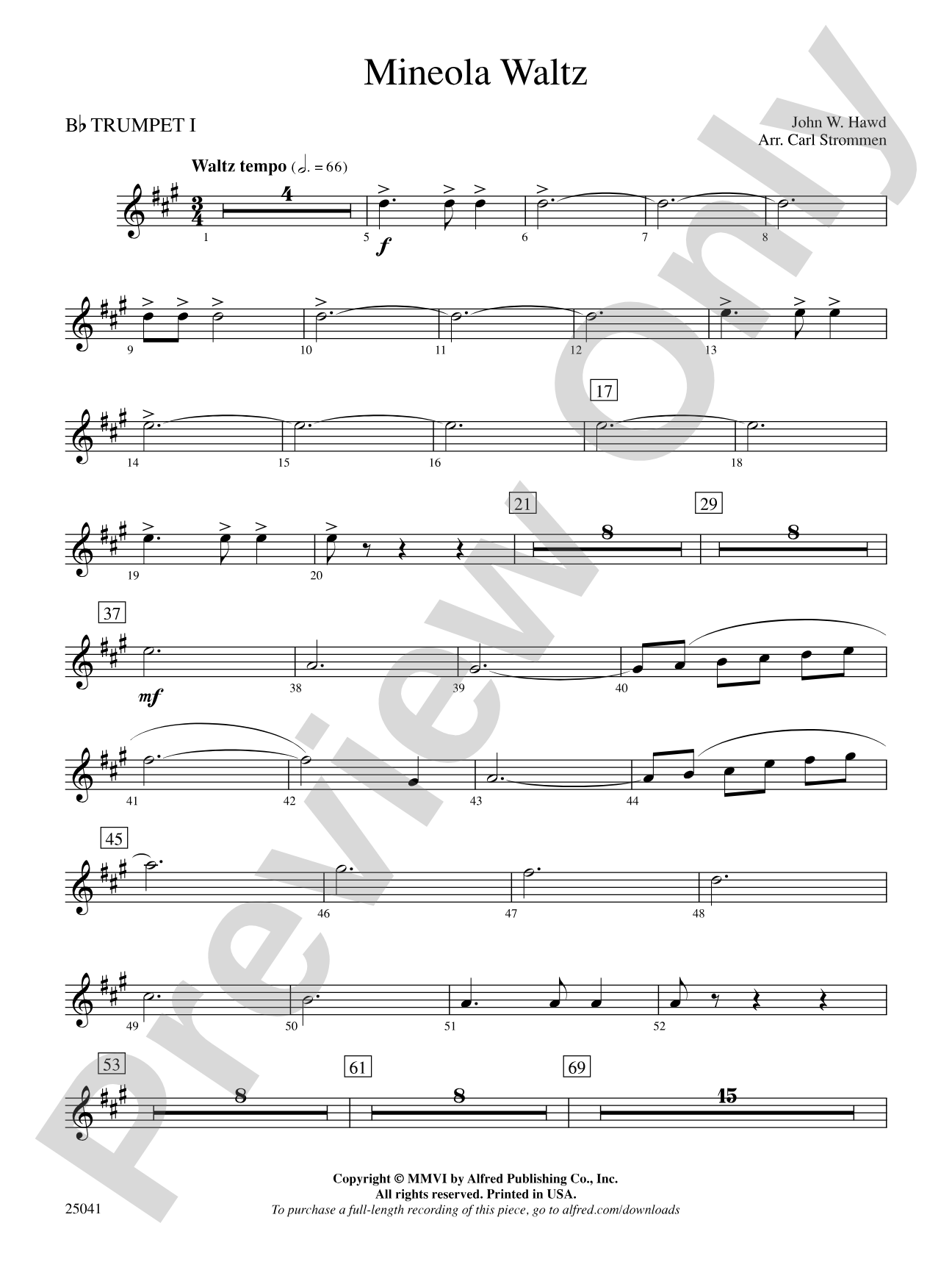 Mineola Waltz: 1st B-flat Trumpet