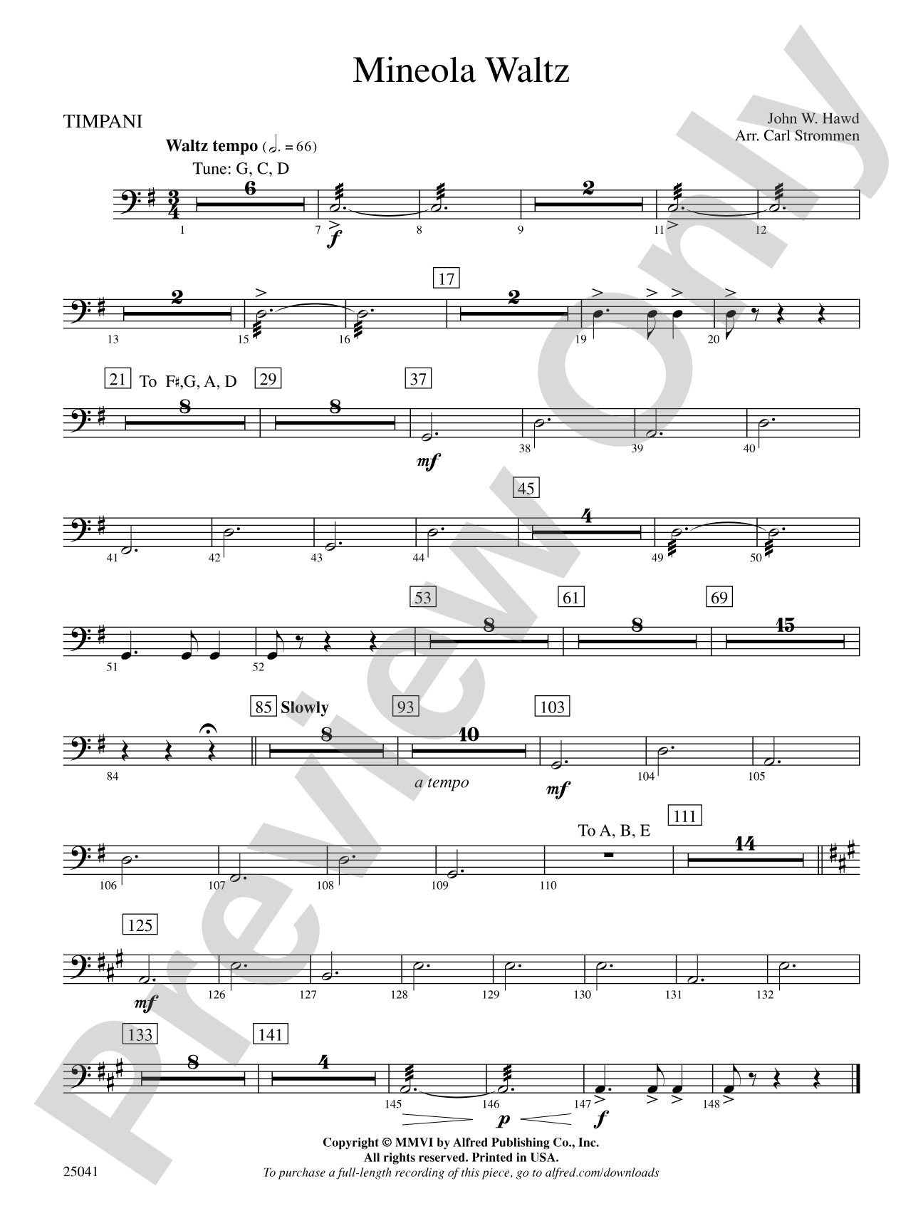 Mineola Waltz: Timpani