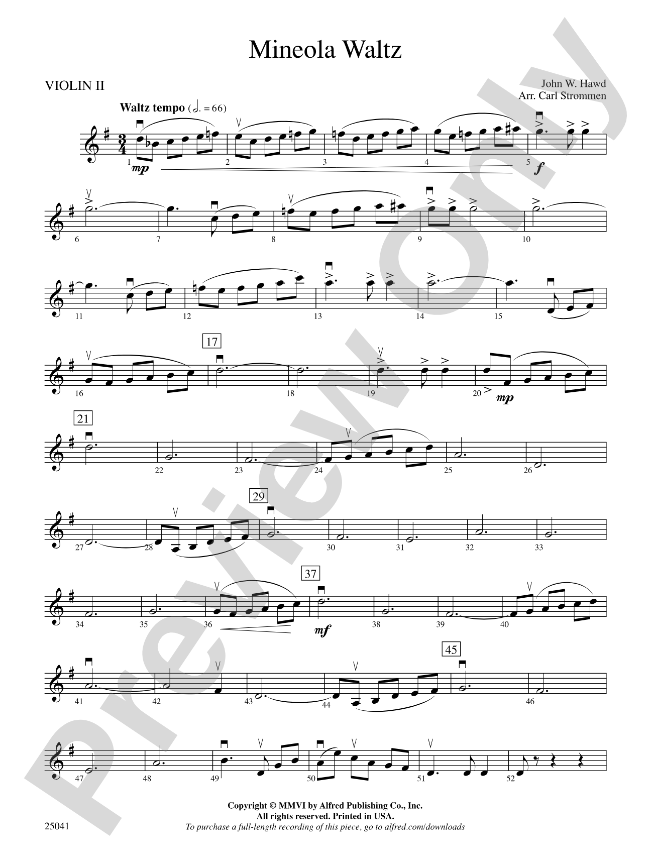 Mineola Waltz: 2nd Violin