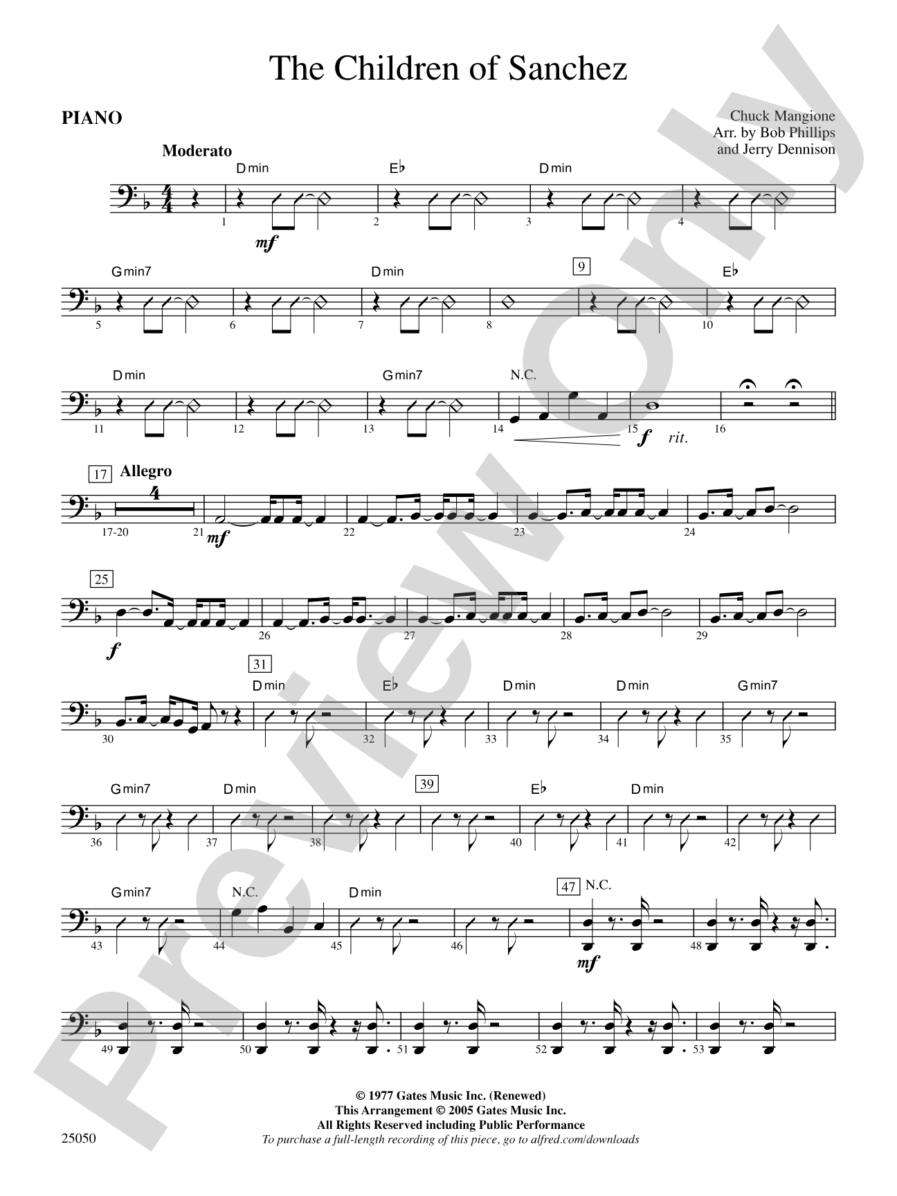 The Children of Sanchez: Piano Accompaniment