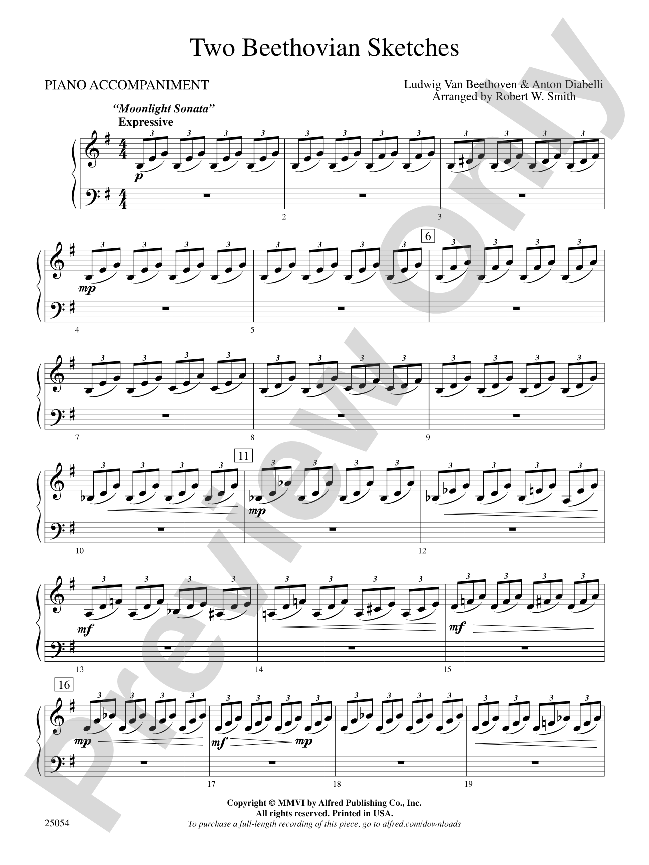 Two Beethovian Sketches: Piano Accompaniment