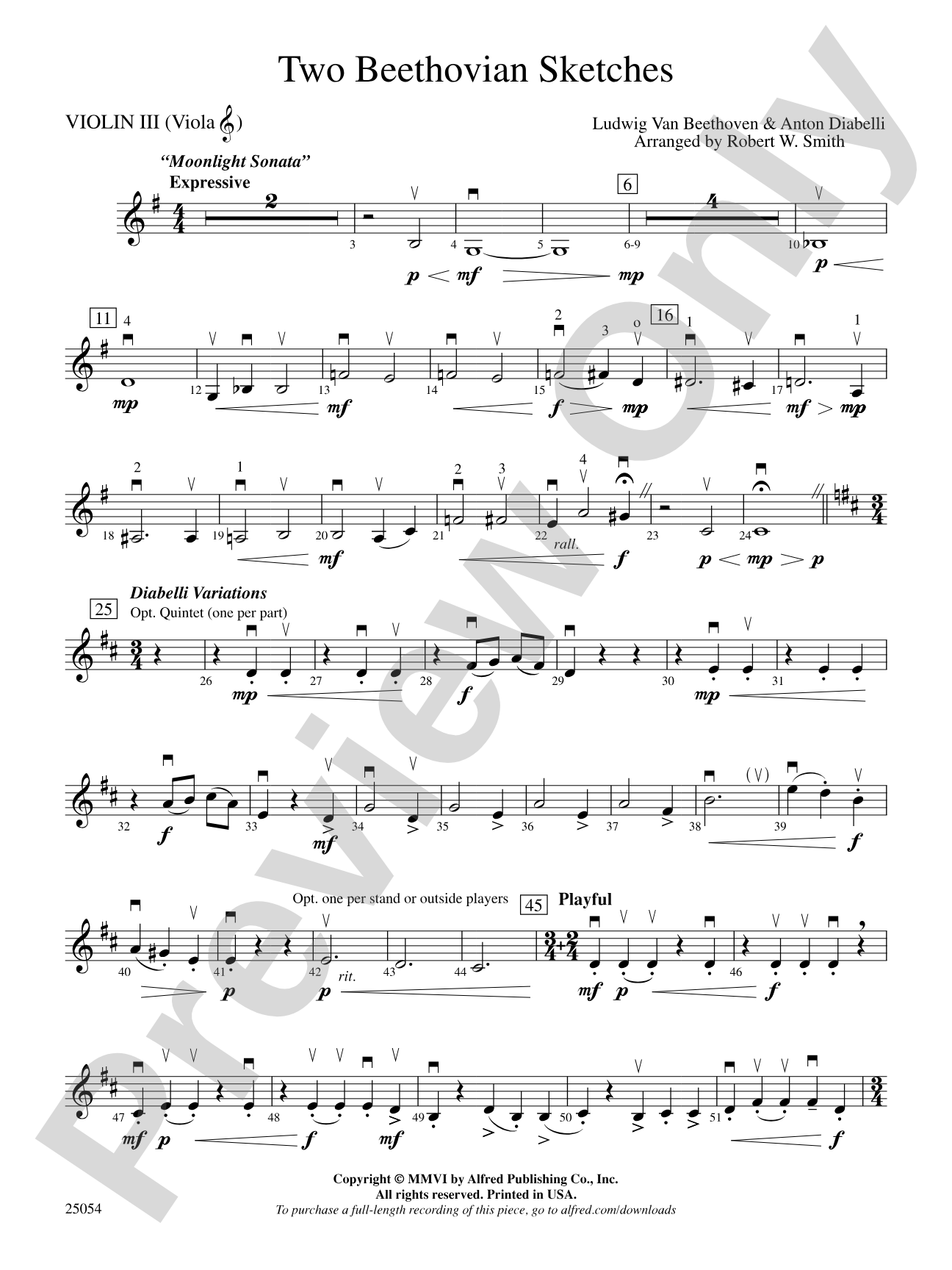 Two Beethovian Sketches: 3rd Violin (Viola [TC])