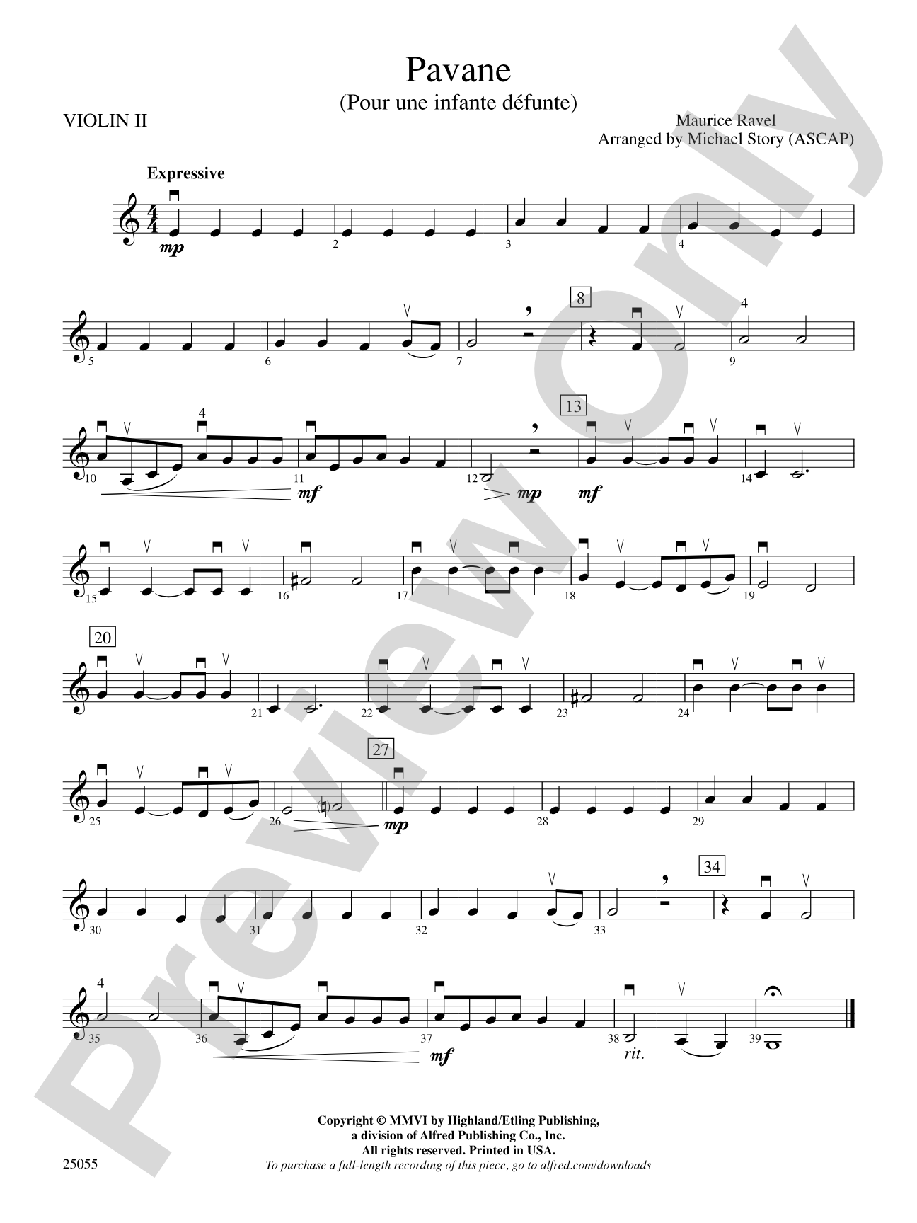 Pavane (Pour Une Infante Defunte): 2nd Violin