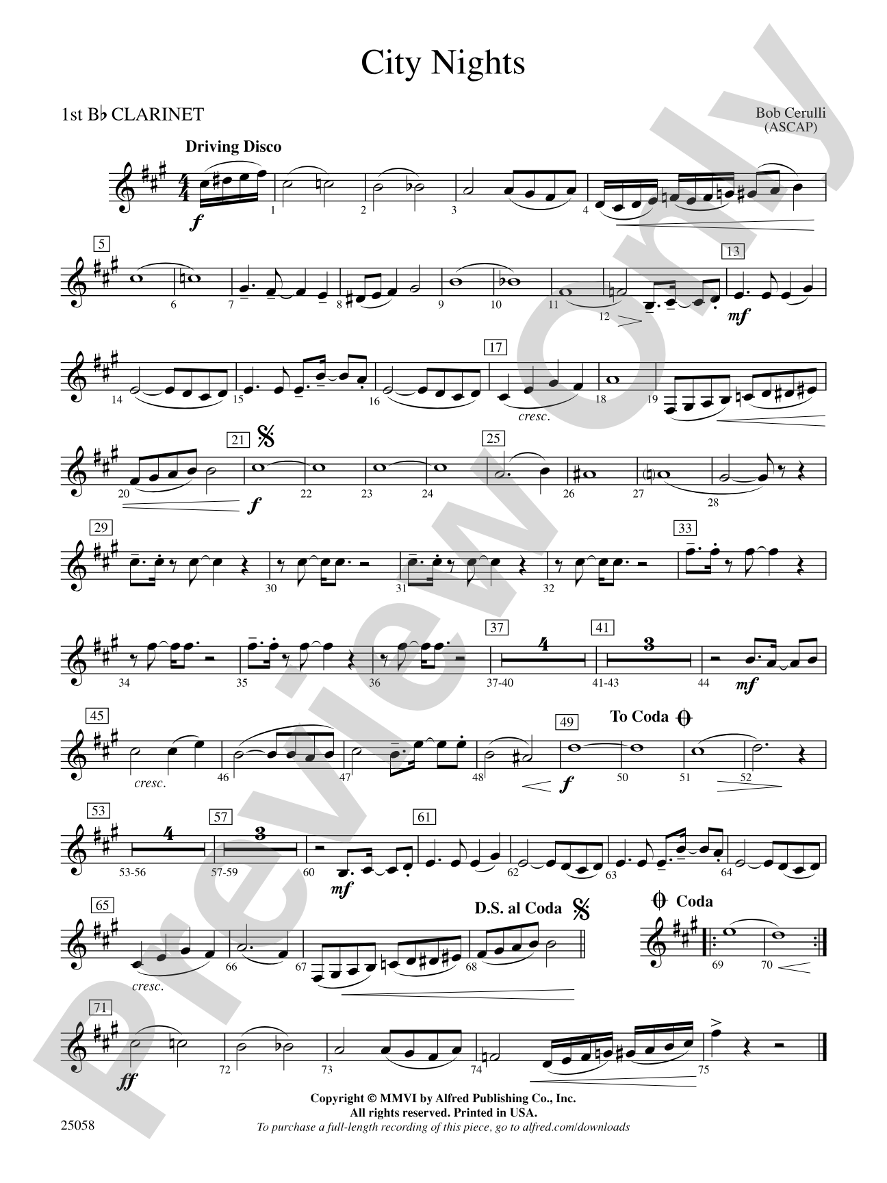 City Nights: 1st B-flat Clarinet