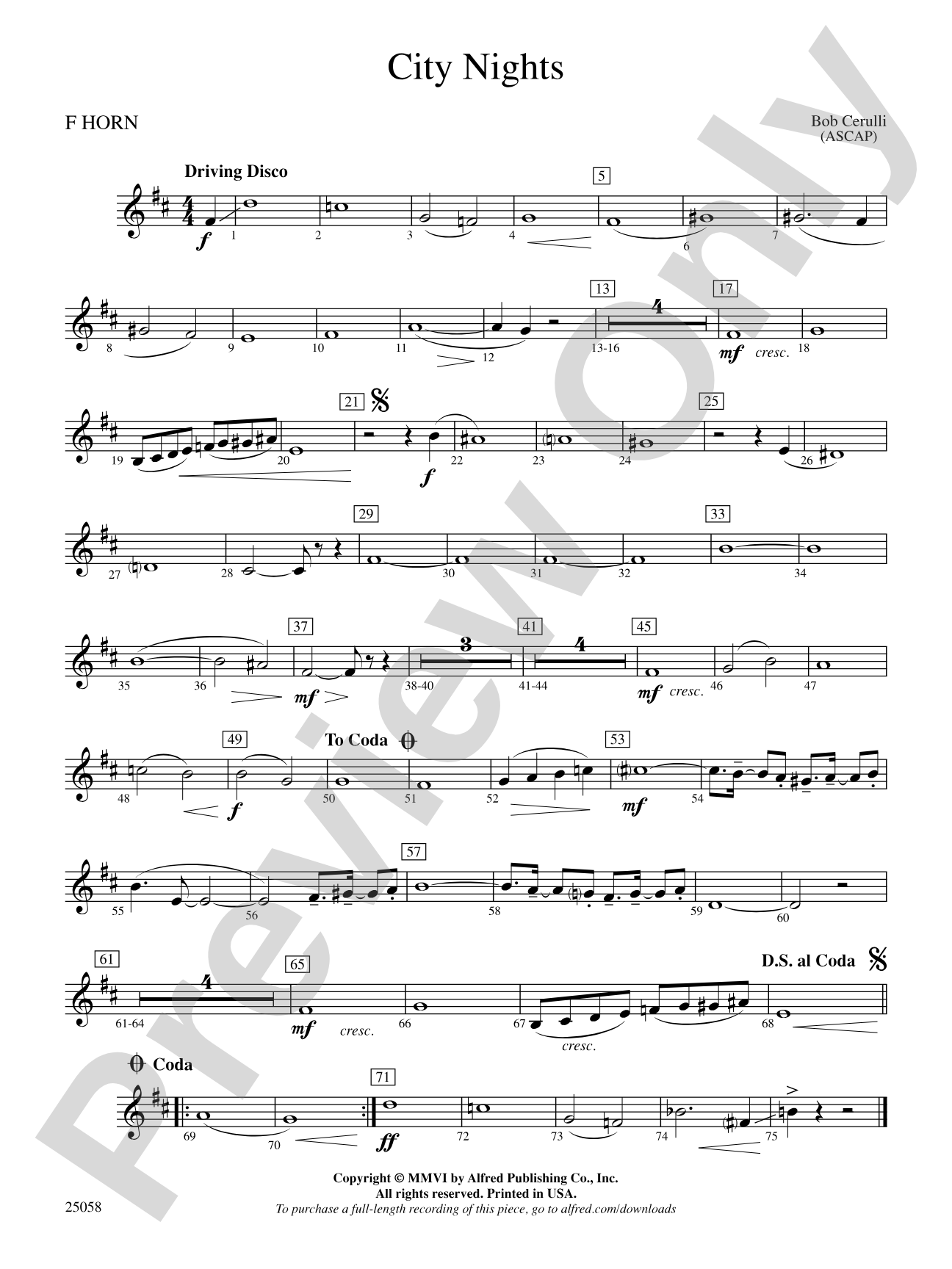 City Nights: 1st F Horn