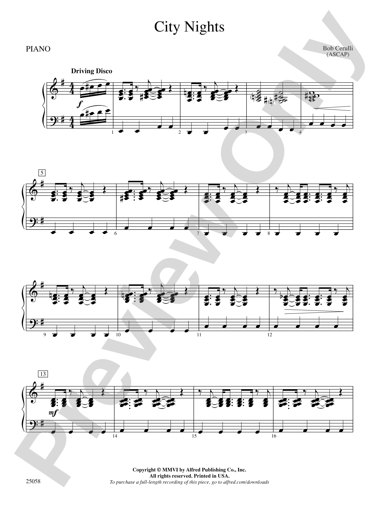 City Nights: Piano Accompaniment