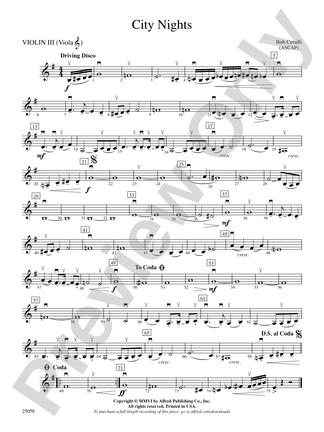 City Nights: 3rd Violin (Viola [TC])