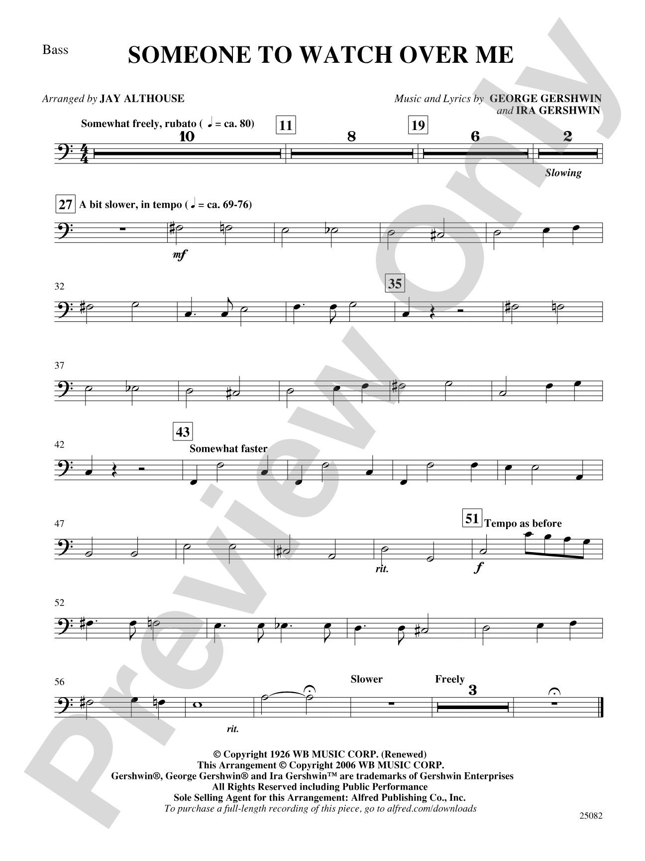 Someone to Watch Over Me: String Bass: Choral SoundPax
