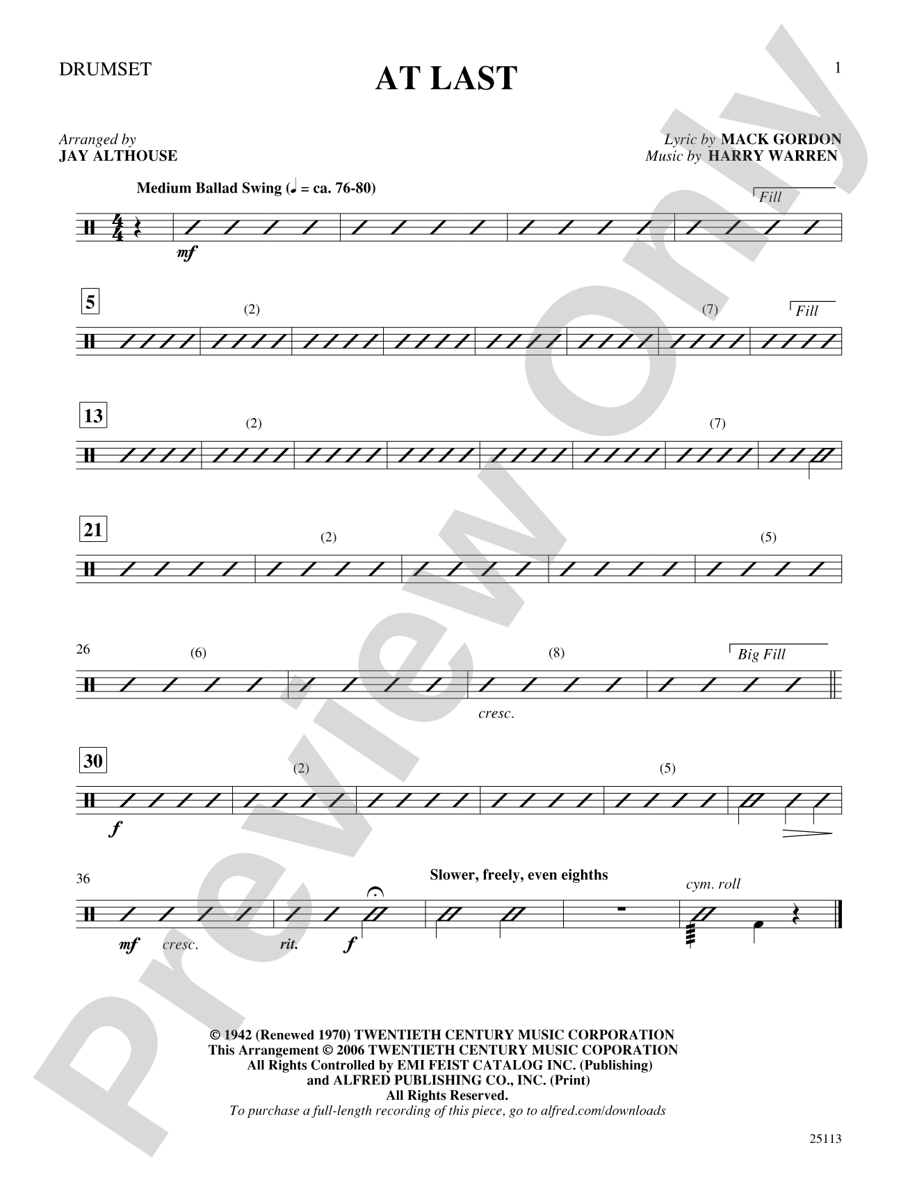 At Last: Drums: Choral SoundPax