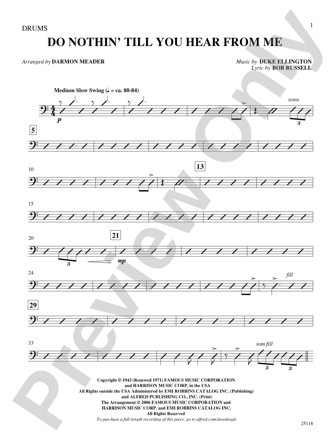 Do Nothin' Till You Hear from Me: Drums: Choral SoundPax