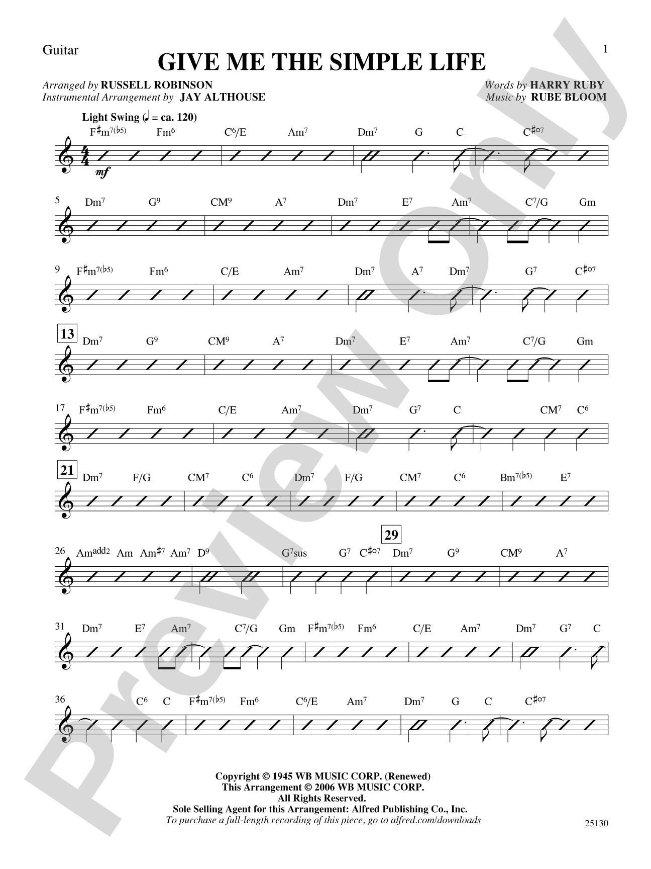 Give Me the Simple Life: Guitar: Choral SoundPax