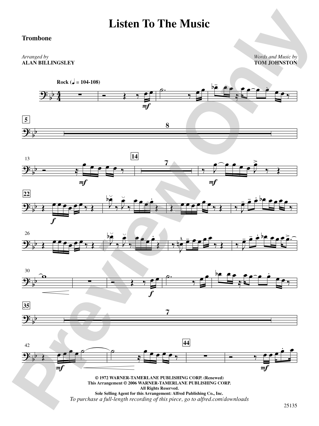 Listen to the Music: 1st Trombone: Choral SoundPax