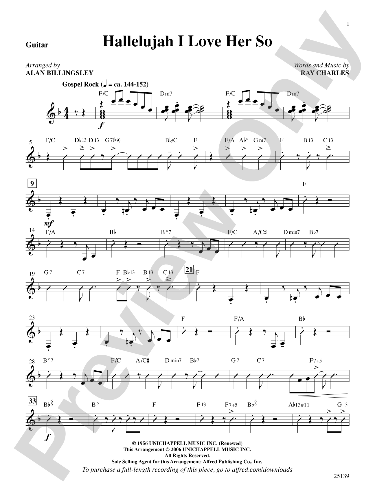 Hallelujah I Love Her So: Guitar: Choral SoundPax