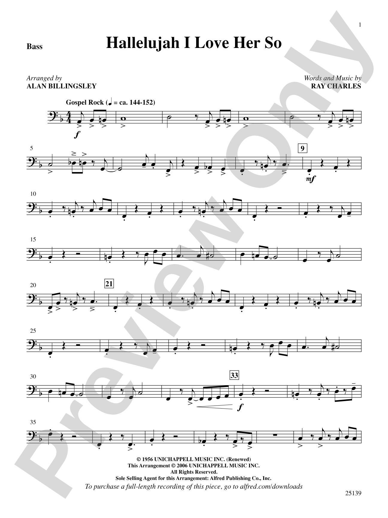 Hallelujah I Love Her So: String Bass: Choral SoundPax