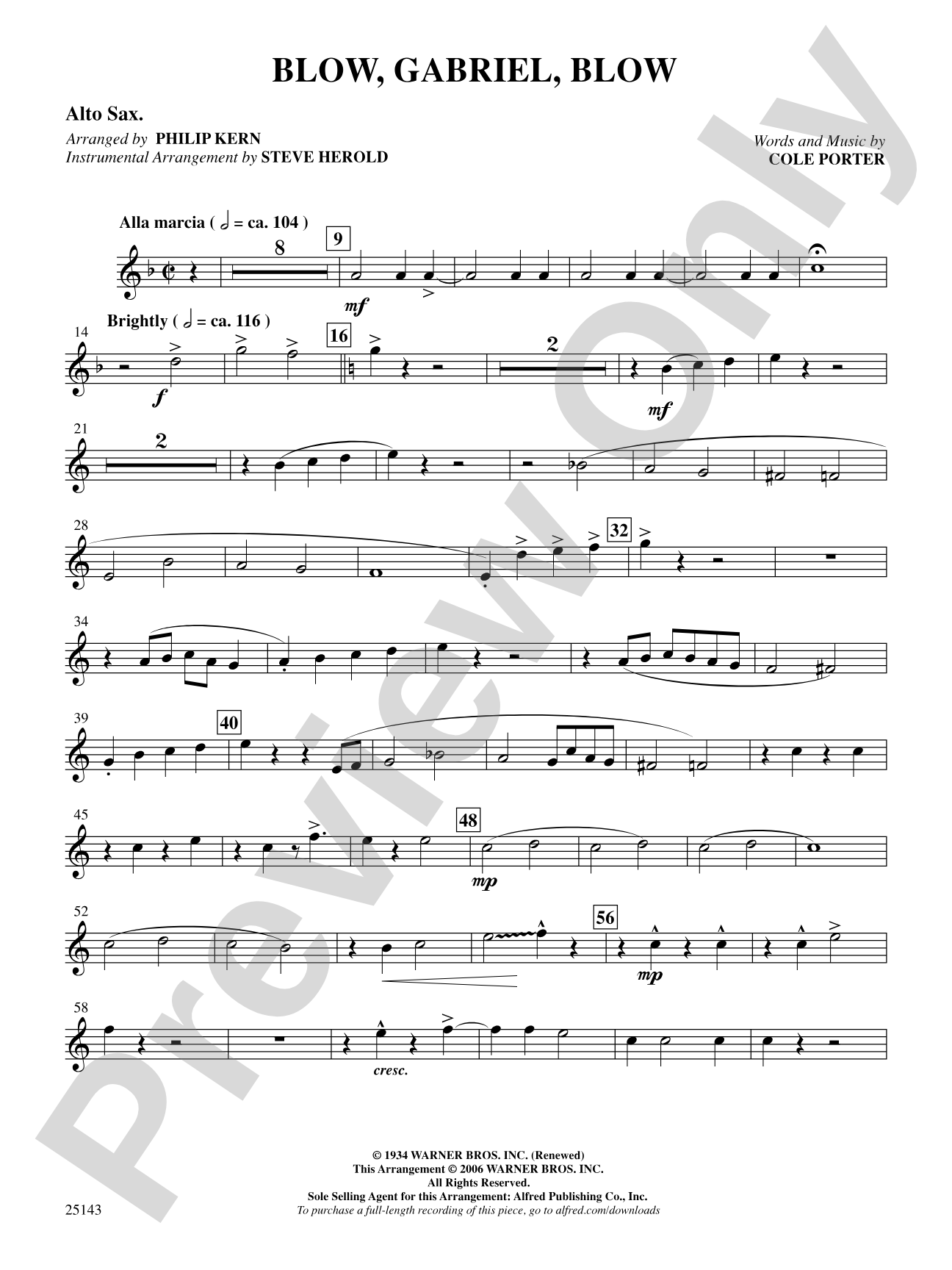 Blow, Gabriel, Blow (from Anything Goes): E-flat Alto Saxophone: Choral SoundPax