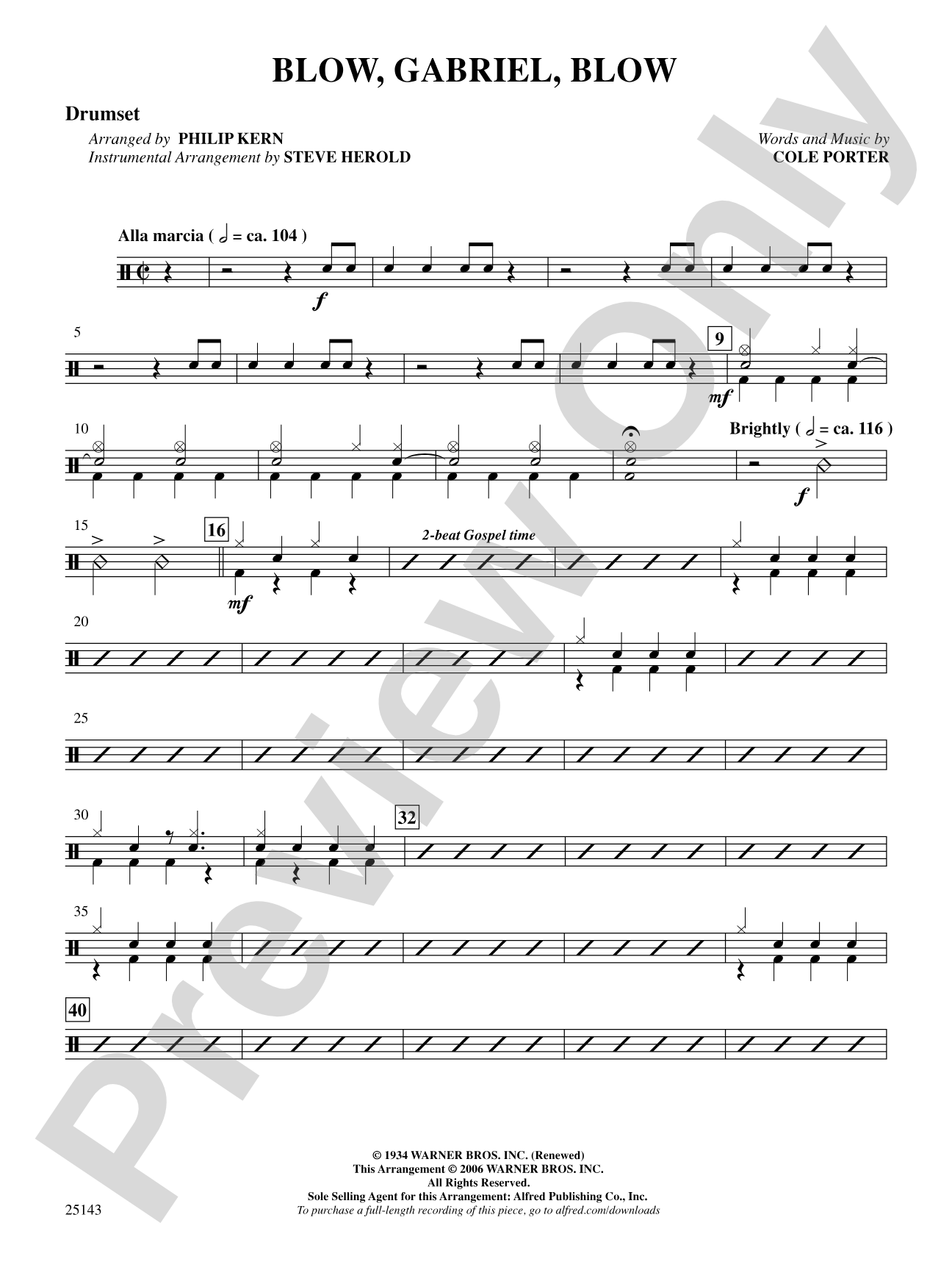 Blow, Gabriel, Blow (from Anything Goes): Drums: Choral SoundPax