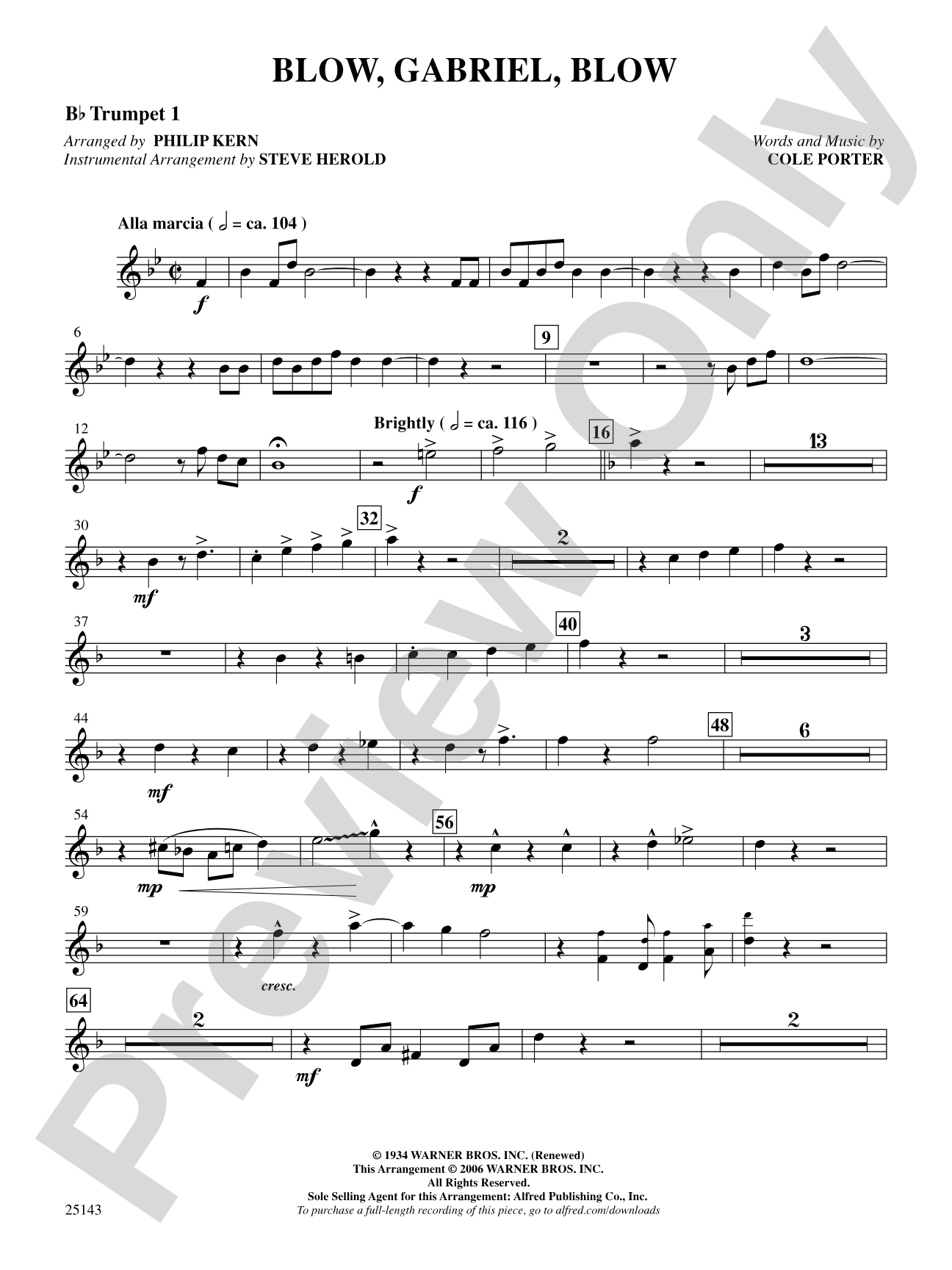 Blow, Gabriel, Blow (from Anything Goes): 1st B-flat Trumpet: Choral SoundPax