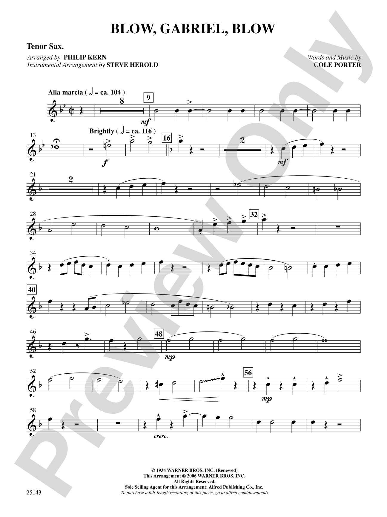 Blow, Gabriel, Blow (from Anything Goes): B-flat Tenor Saxophone: Choral SoundPax