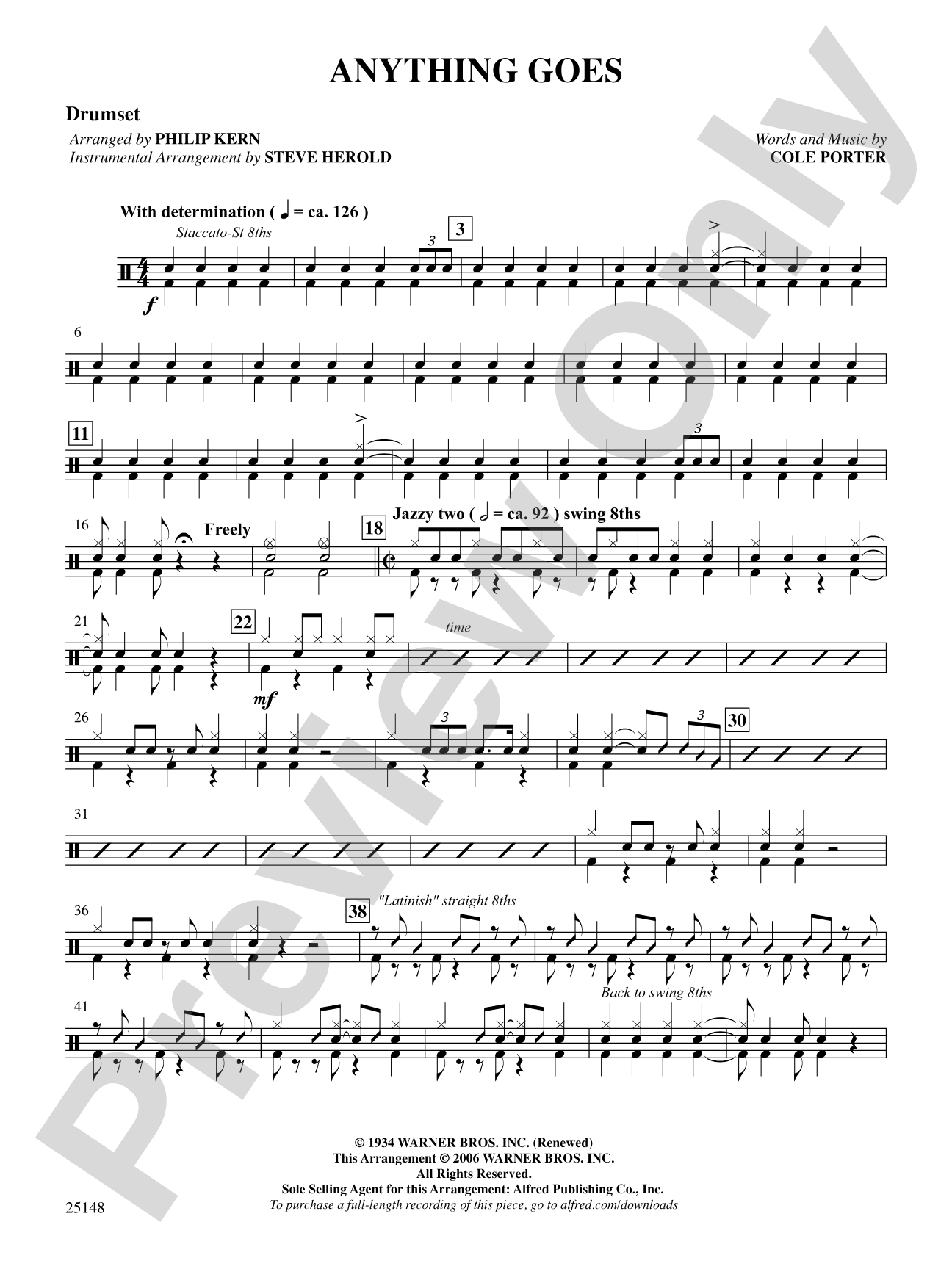 Anything Goes (from the musical Anything Goes): Drums: Choral SoundPax