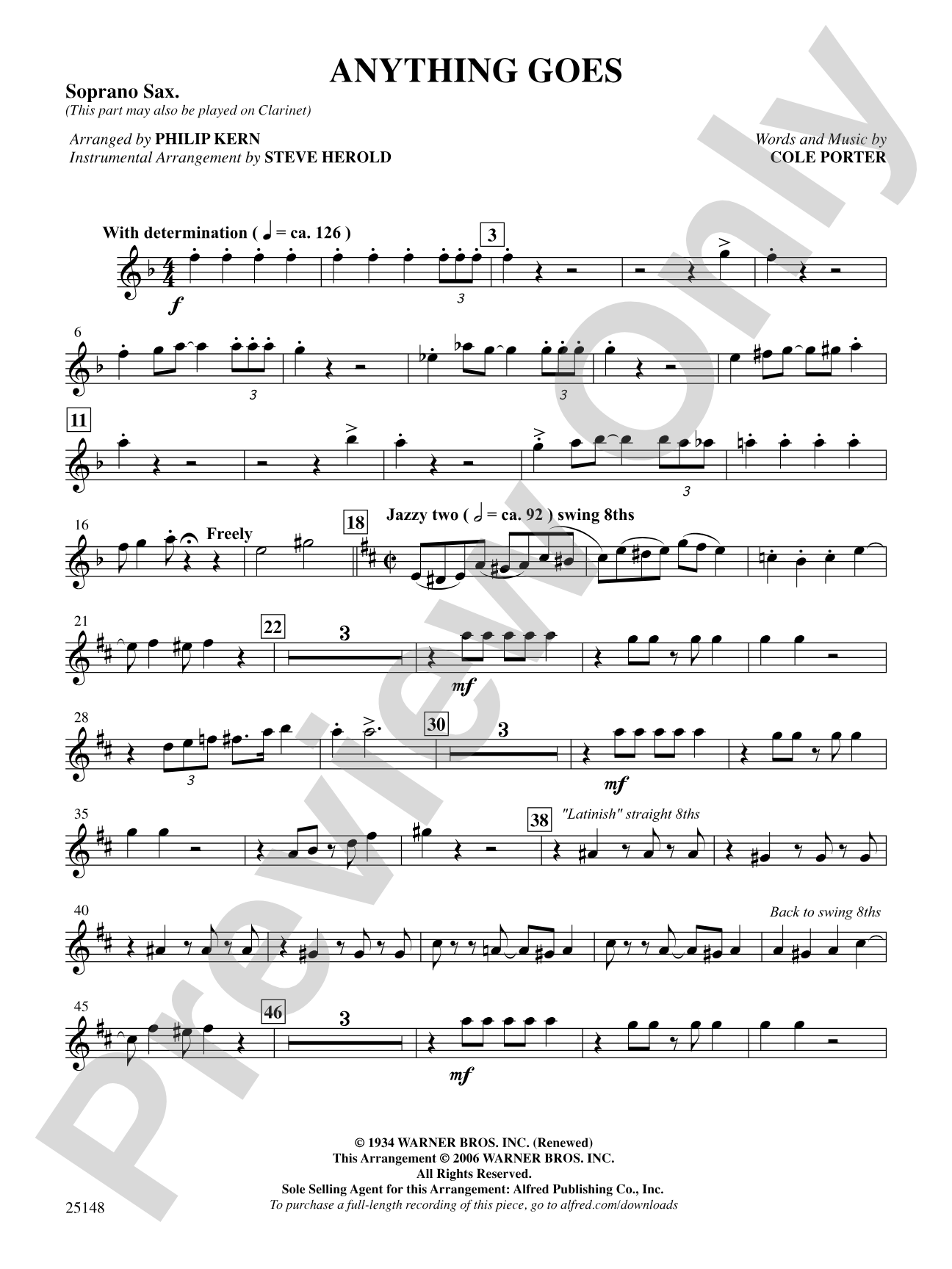 Anything Goes (from the musical Anything Goes): B-flat Soprano Saxophone: Choral SoundPax