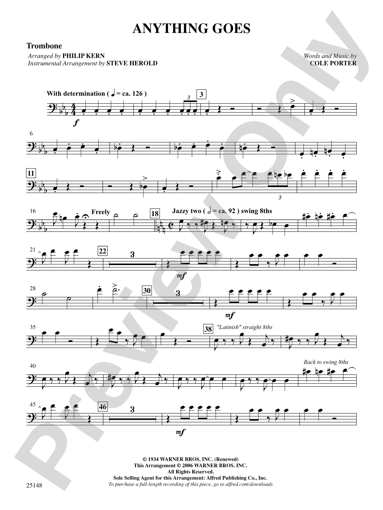 Anything Goes (from the musical Anything Goes): 1st Trombone: Choral SoundPax