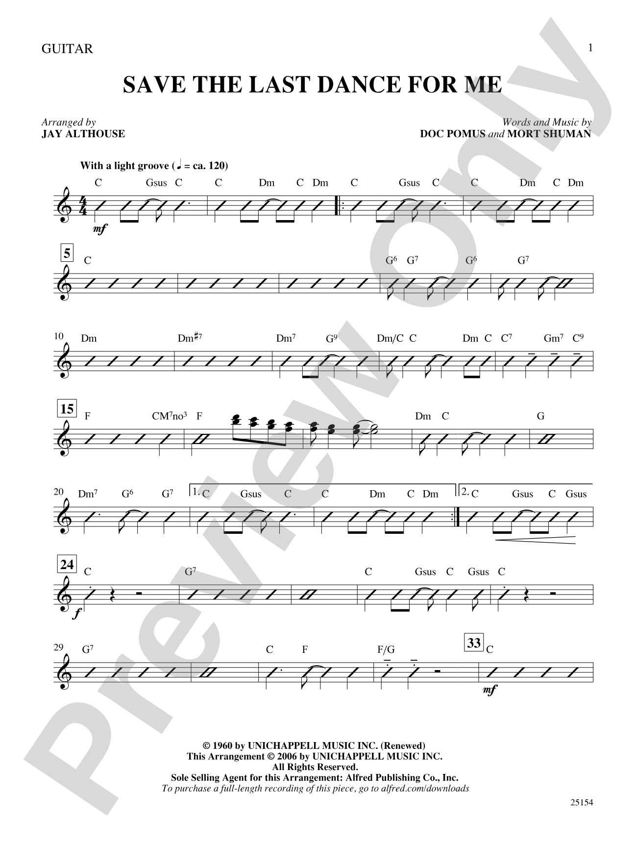 Save the Last Dance for Me: Guitar: Choral SoundPax