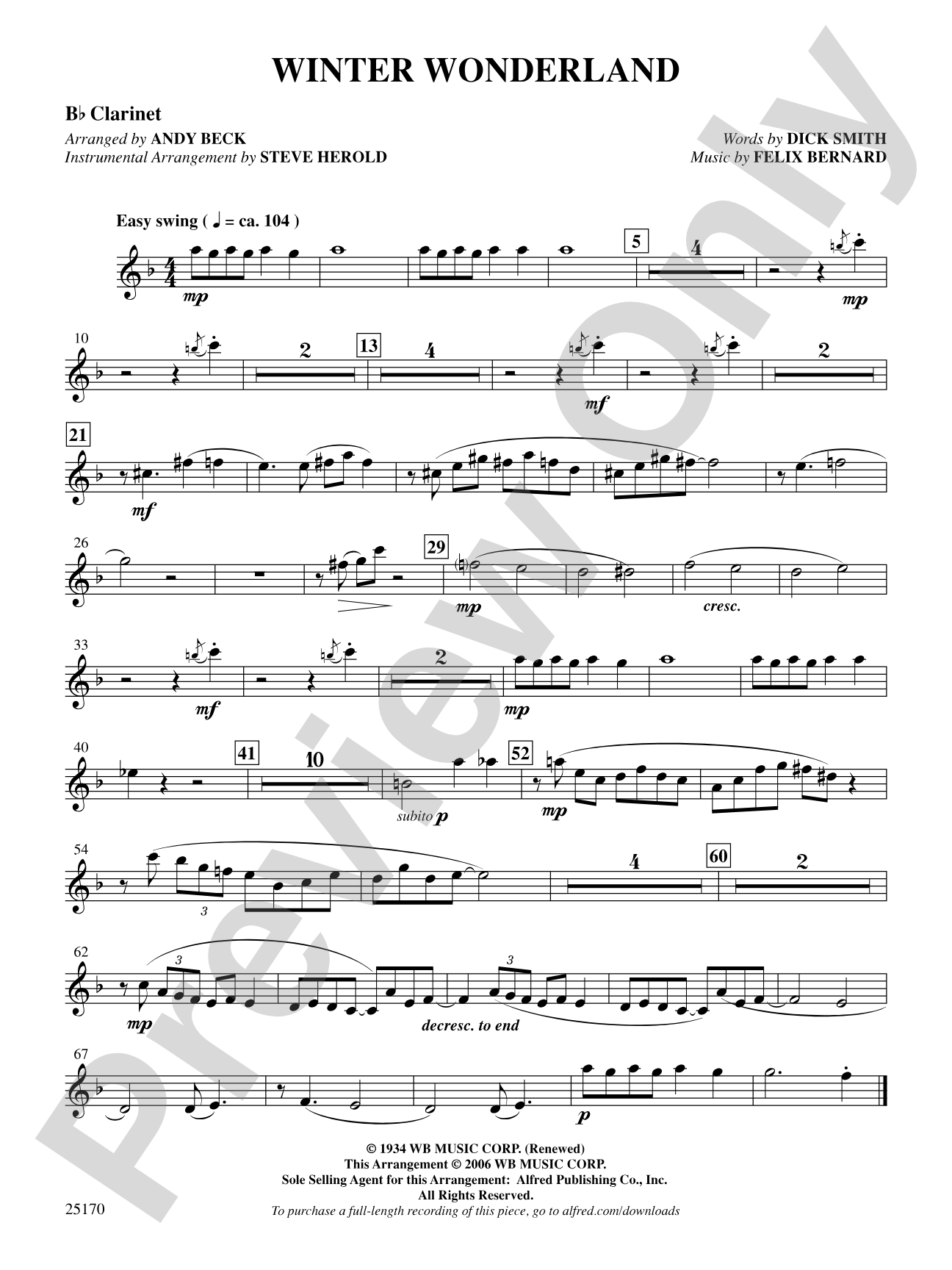 Winter Wonderland: 1st B-flat Clarinet: Choral SoundPax